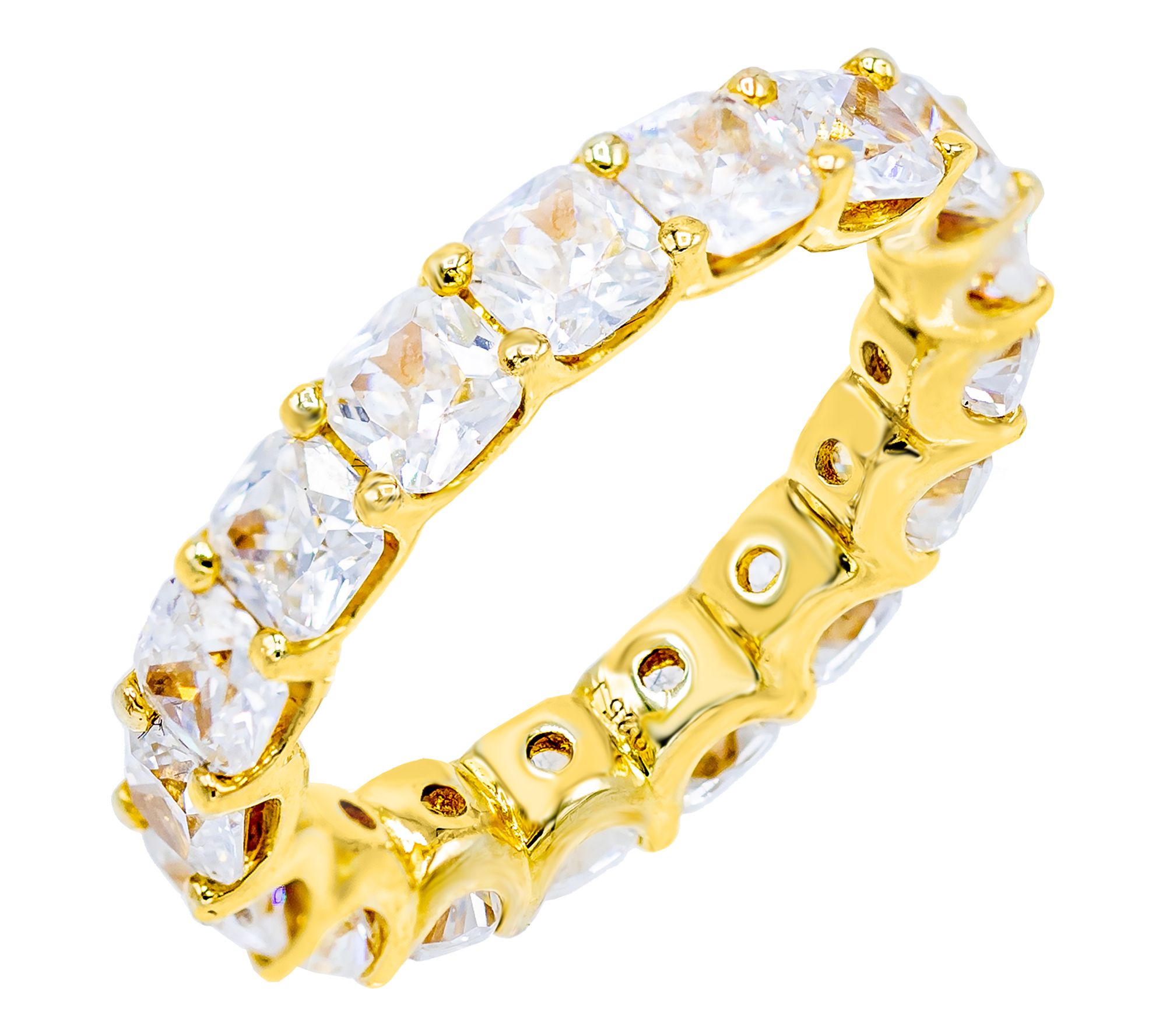 Diamonique Cushion Cut Eternity Band Ring, 14KGold Plated