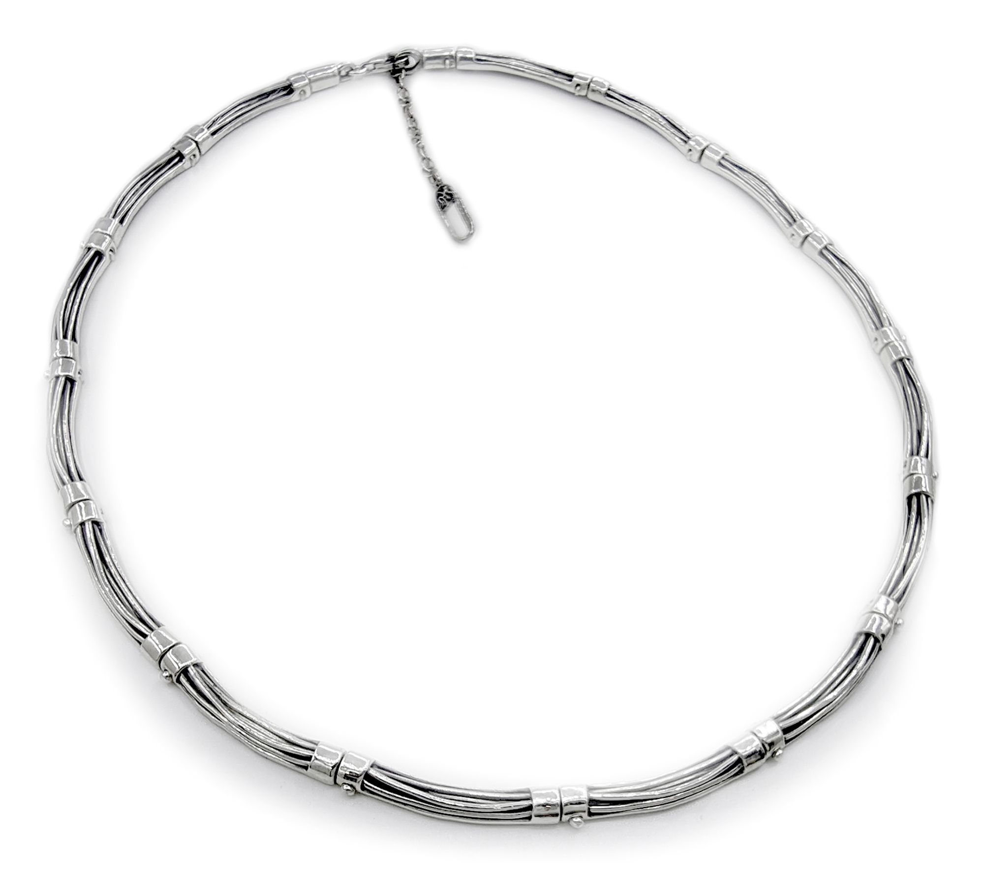 Hagit Sterling Silver Structured Woven Necklace