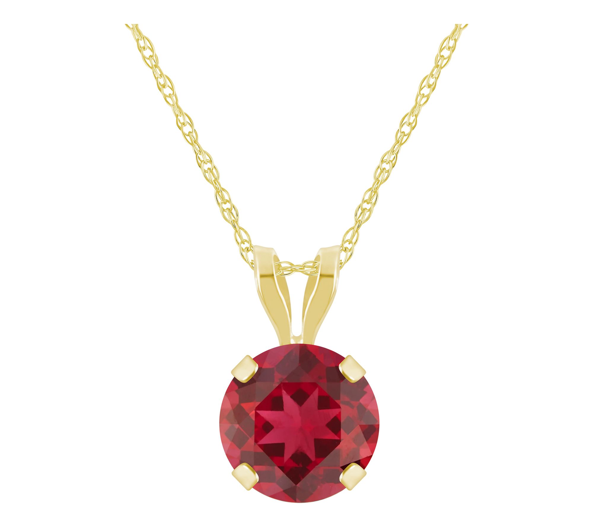 Affinity Gems Round Created Gemstone Necklace,10K Gold