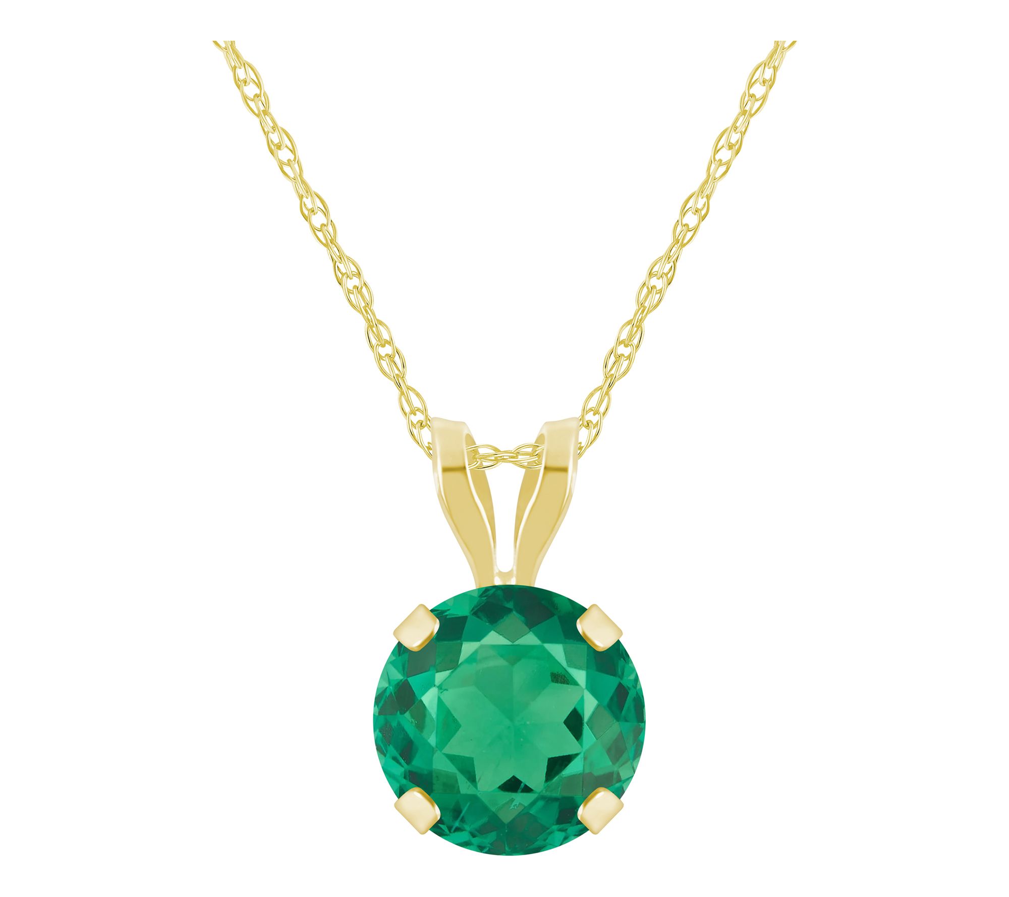 Affinity Gems Round Created Gemstone Necklace,10K Gold
