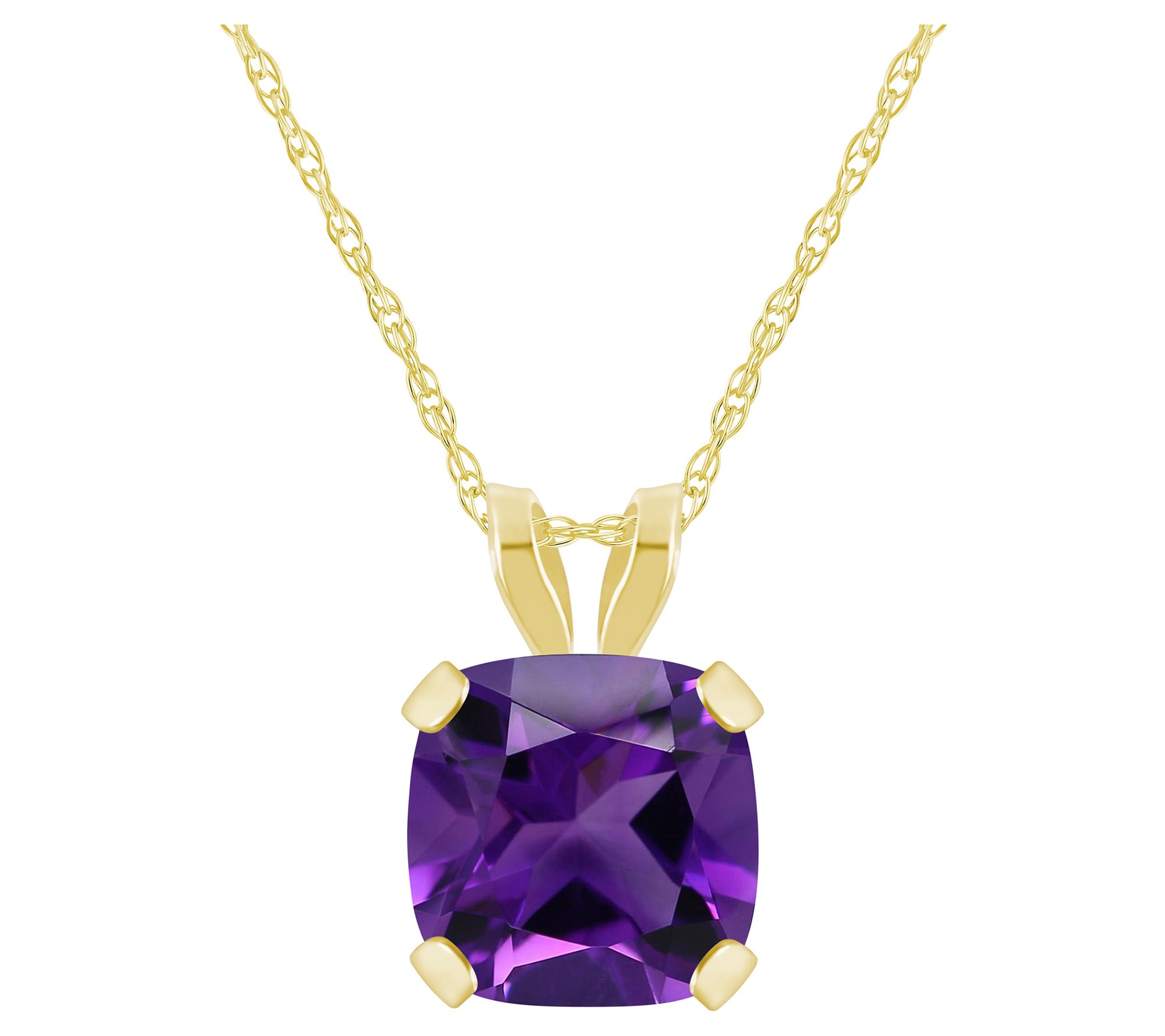 Affinity Gems Cushion Gemstone Pendant w/ Chain, 10K Gold