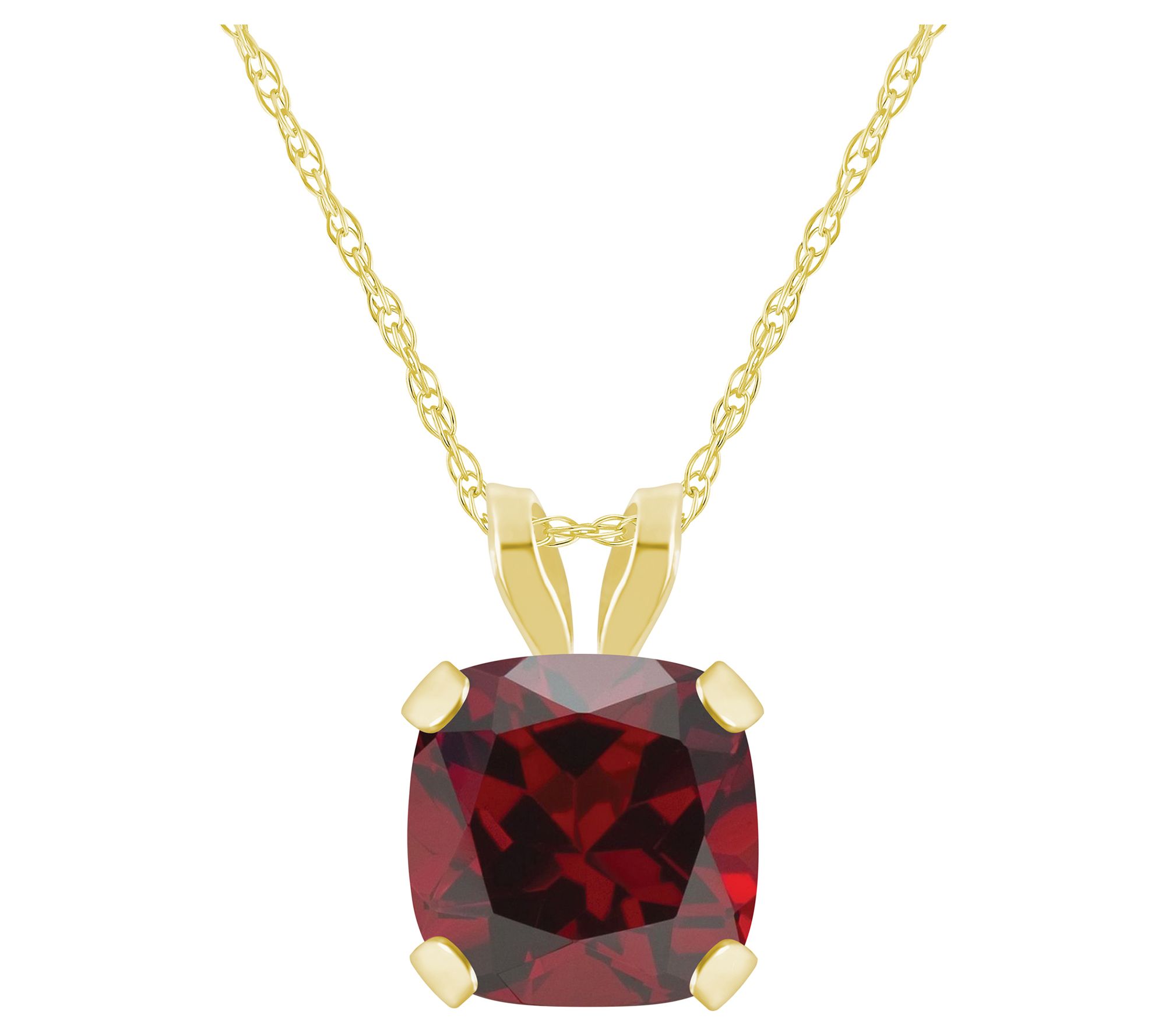 Affinity Gems Cushion Gemstone Pendant w/ Chain, 10K Gold