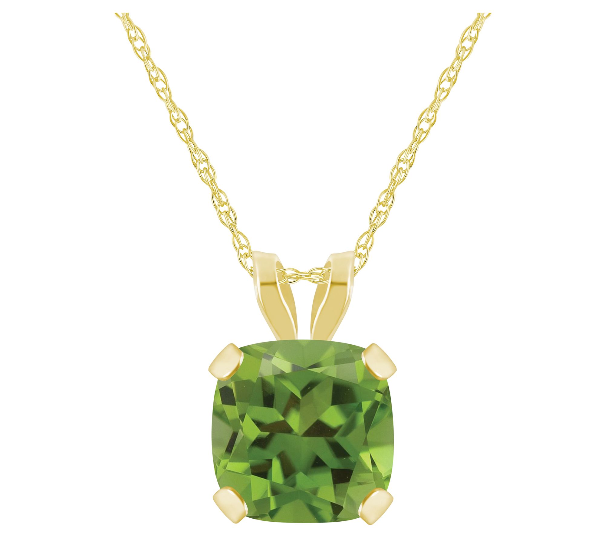 Affinity Gems Cushion Gemstone Pendant w/ Chain, 10K Gold