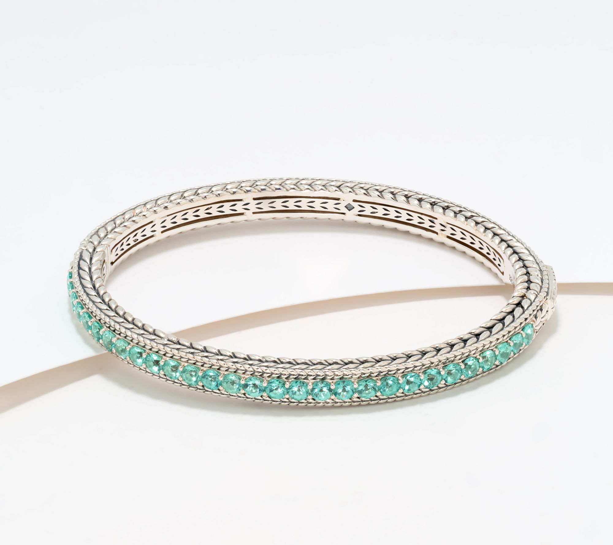 JAI Sterling Silver Exotic Gemstone Bangle