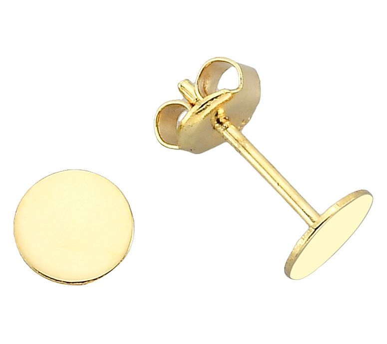 Adorna 14K Round Disc Polished Stud Earrings