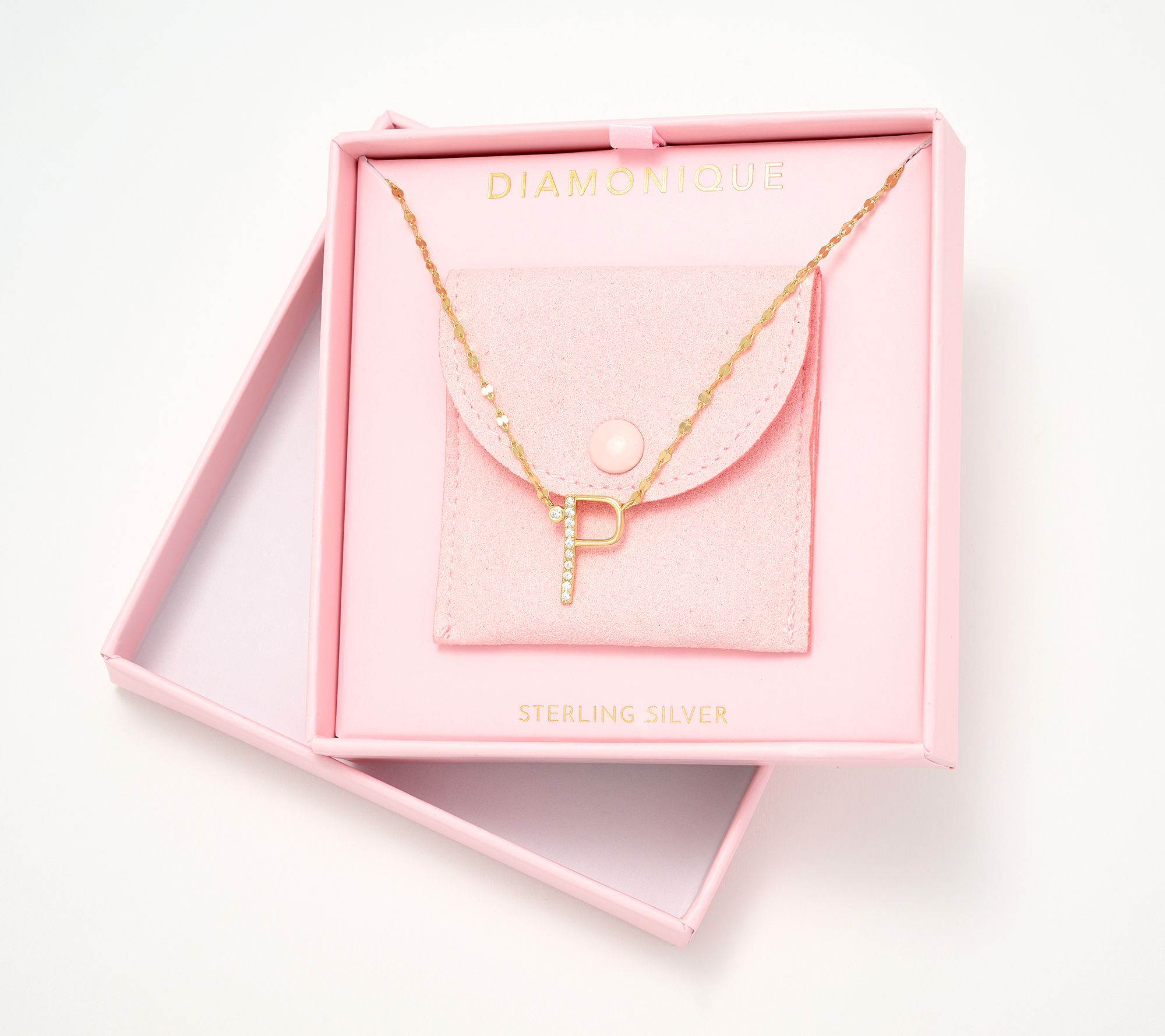 "As Is" Diamonique 14K Gold Plated Initial Necklace