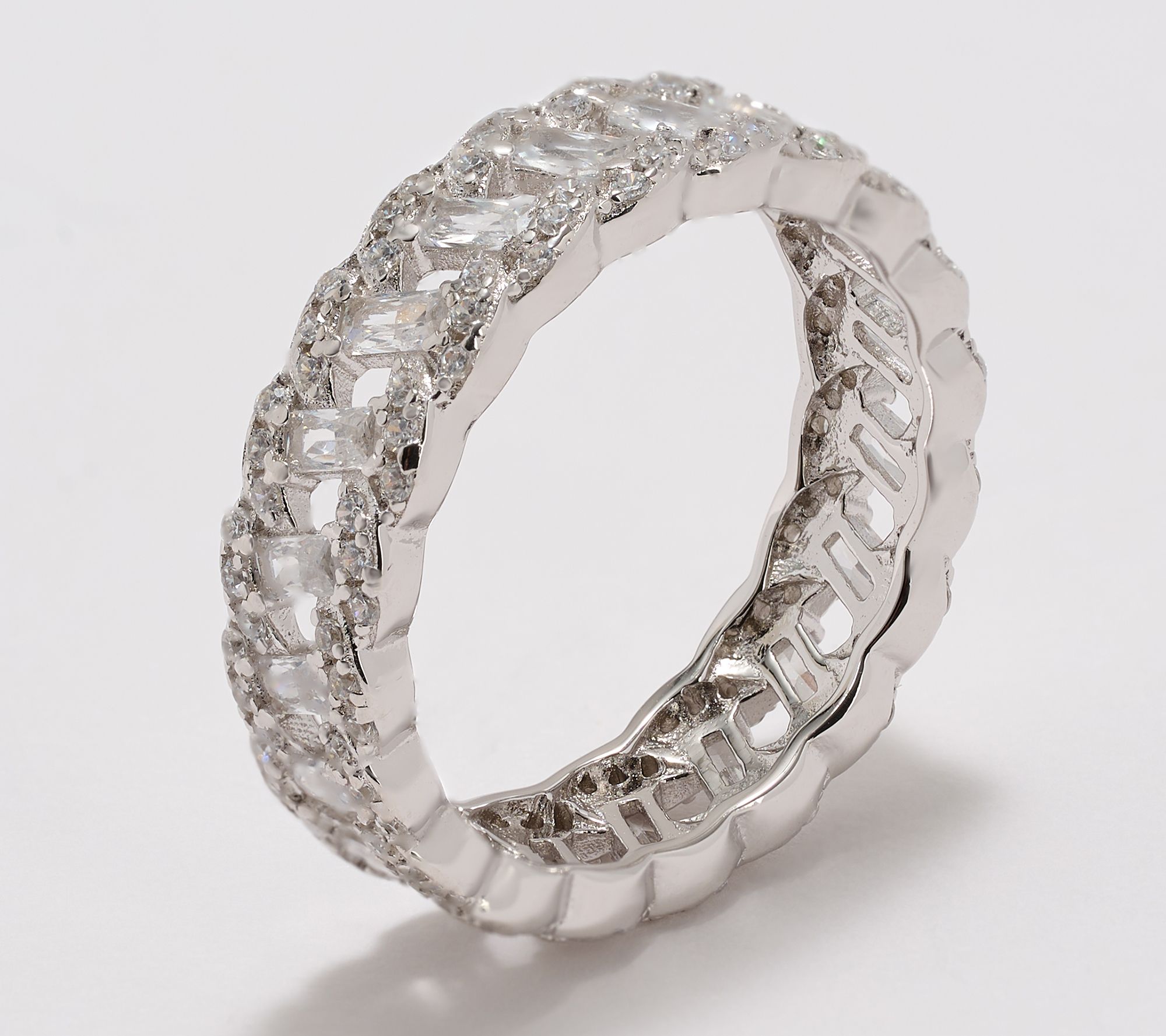 Diamonique Classics Baguette Band Ring, Sterling Silver