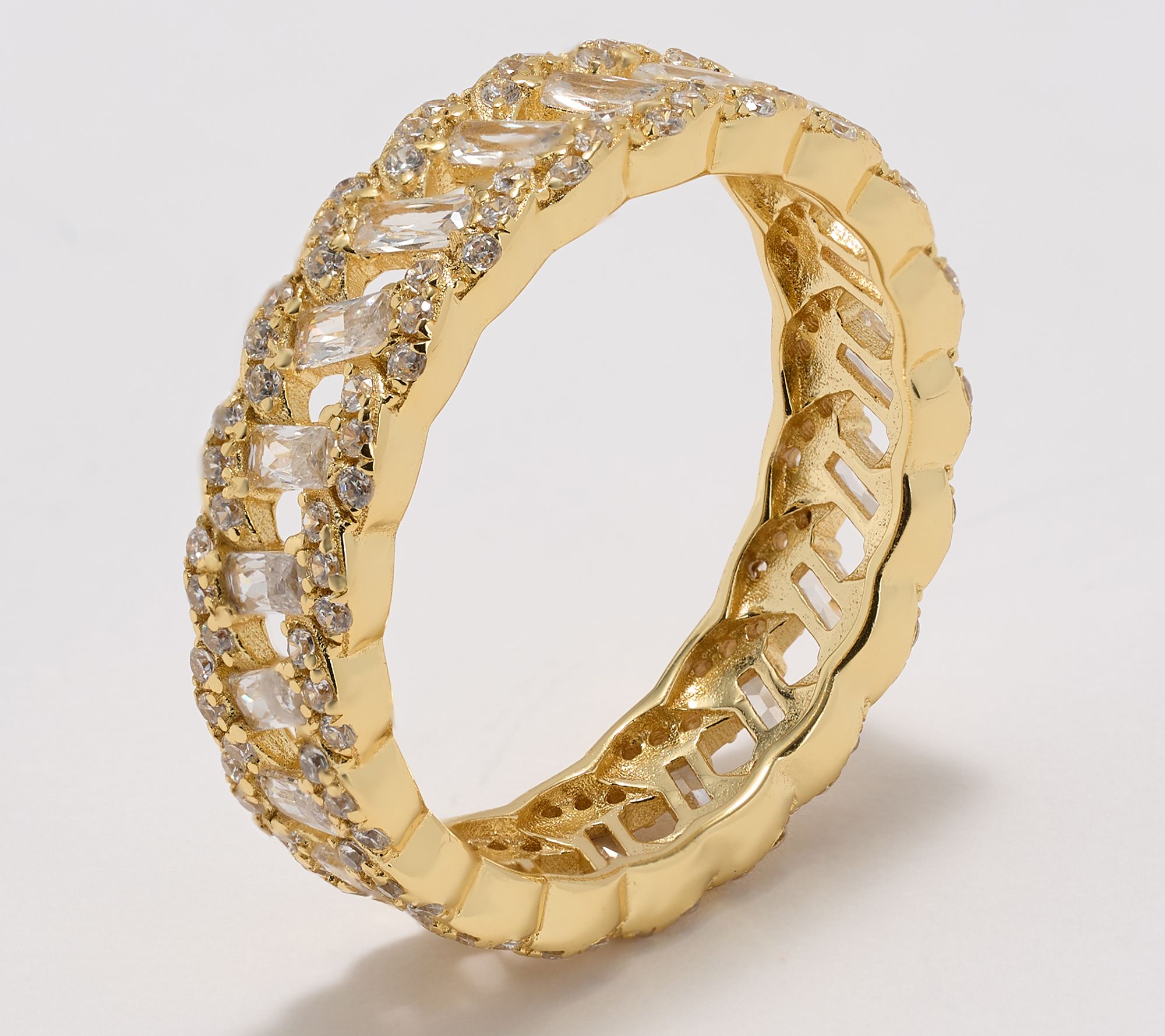 Diamonique Classics Baguette Band Ring, Sterling Silver