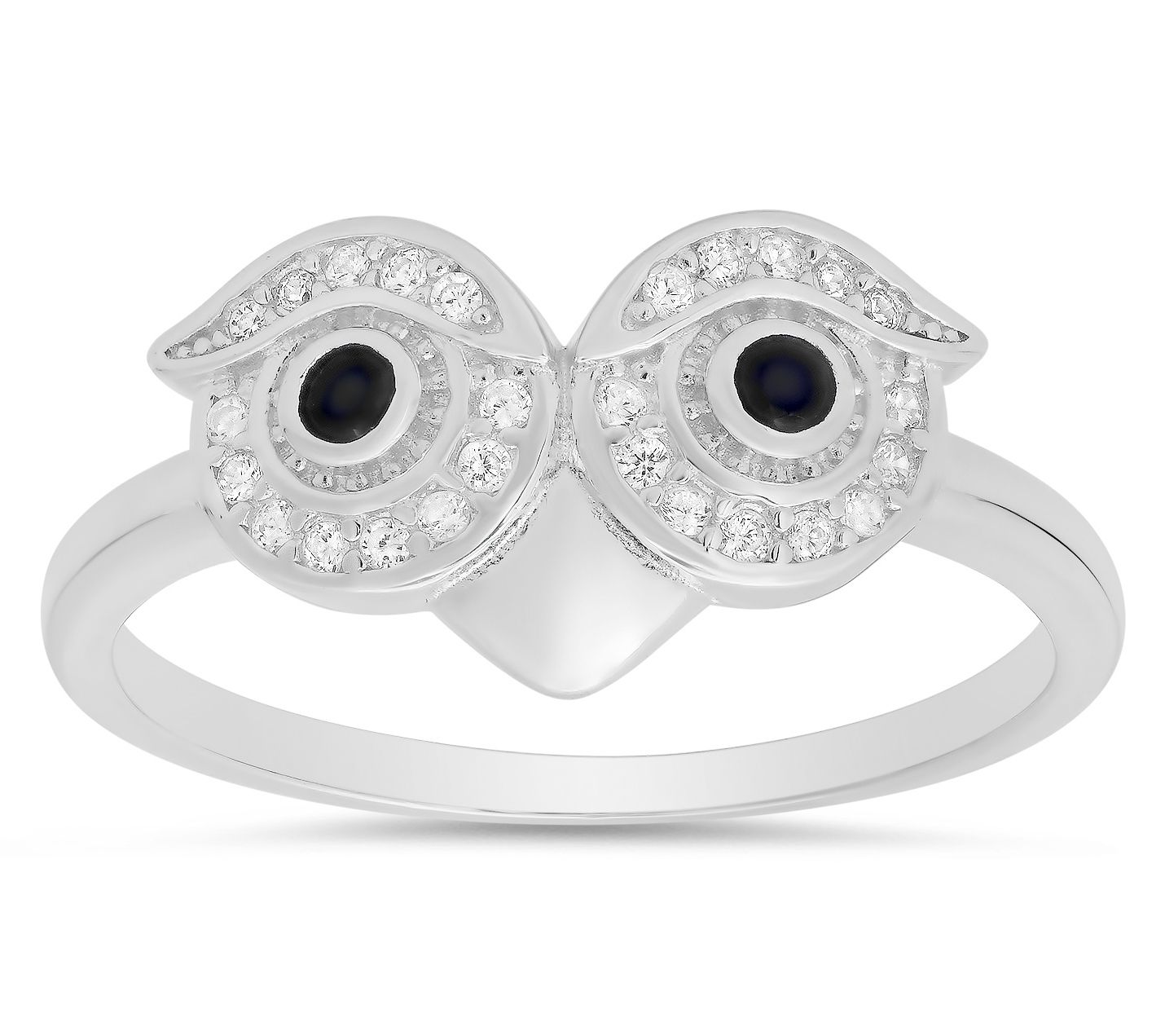 Diamonique Owl Ring, Sterling Silver