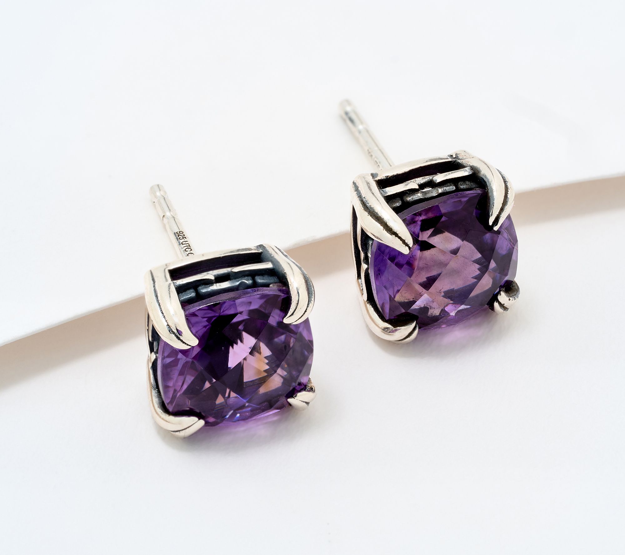  Christian James by Scott Grimes Sterling Silver Cushion Cut Stud Earrings