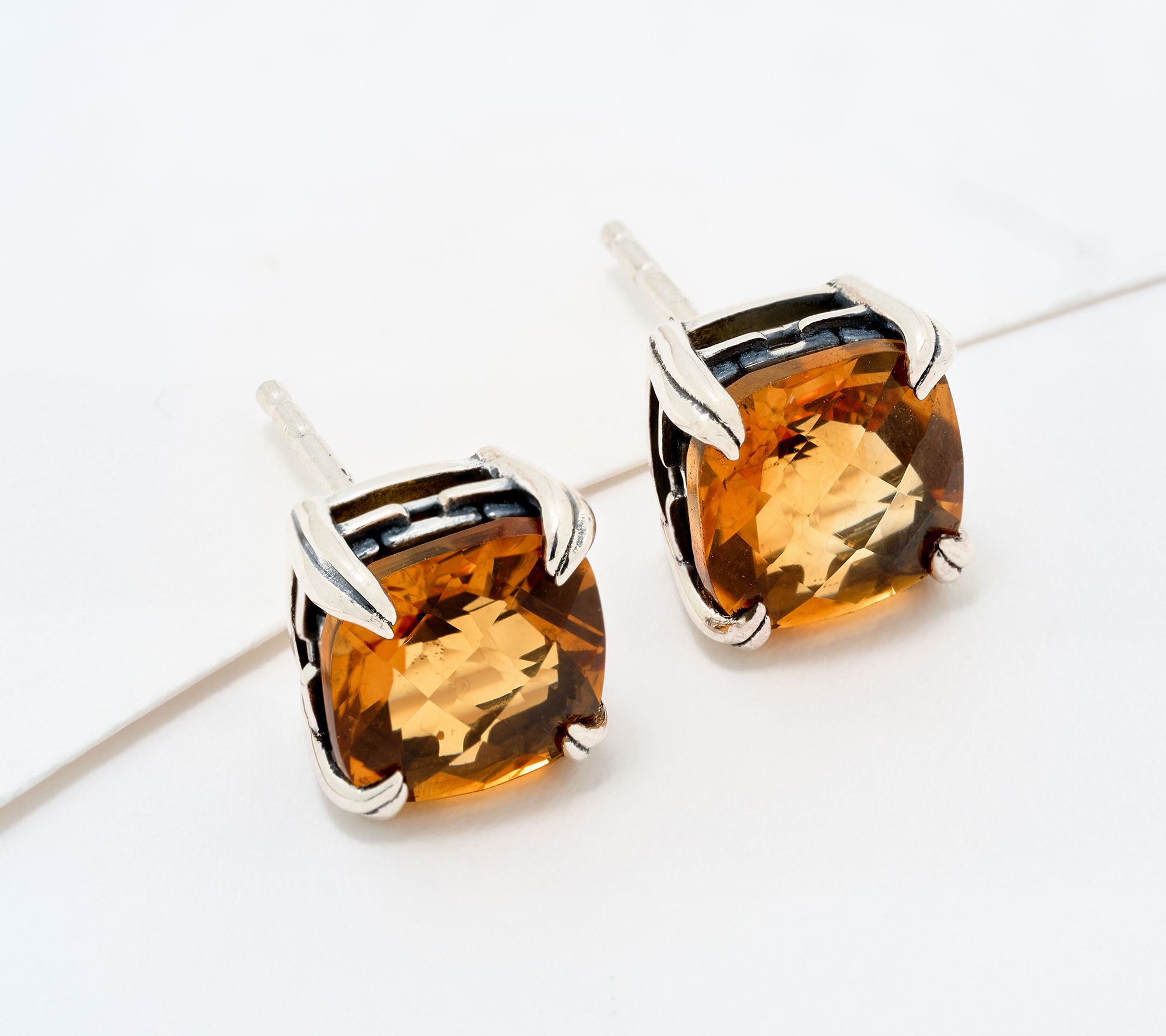 Christian James by Scott Grimes Sterling Silver Cushion Cut Stud Earrings