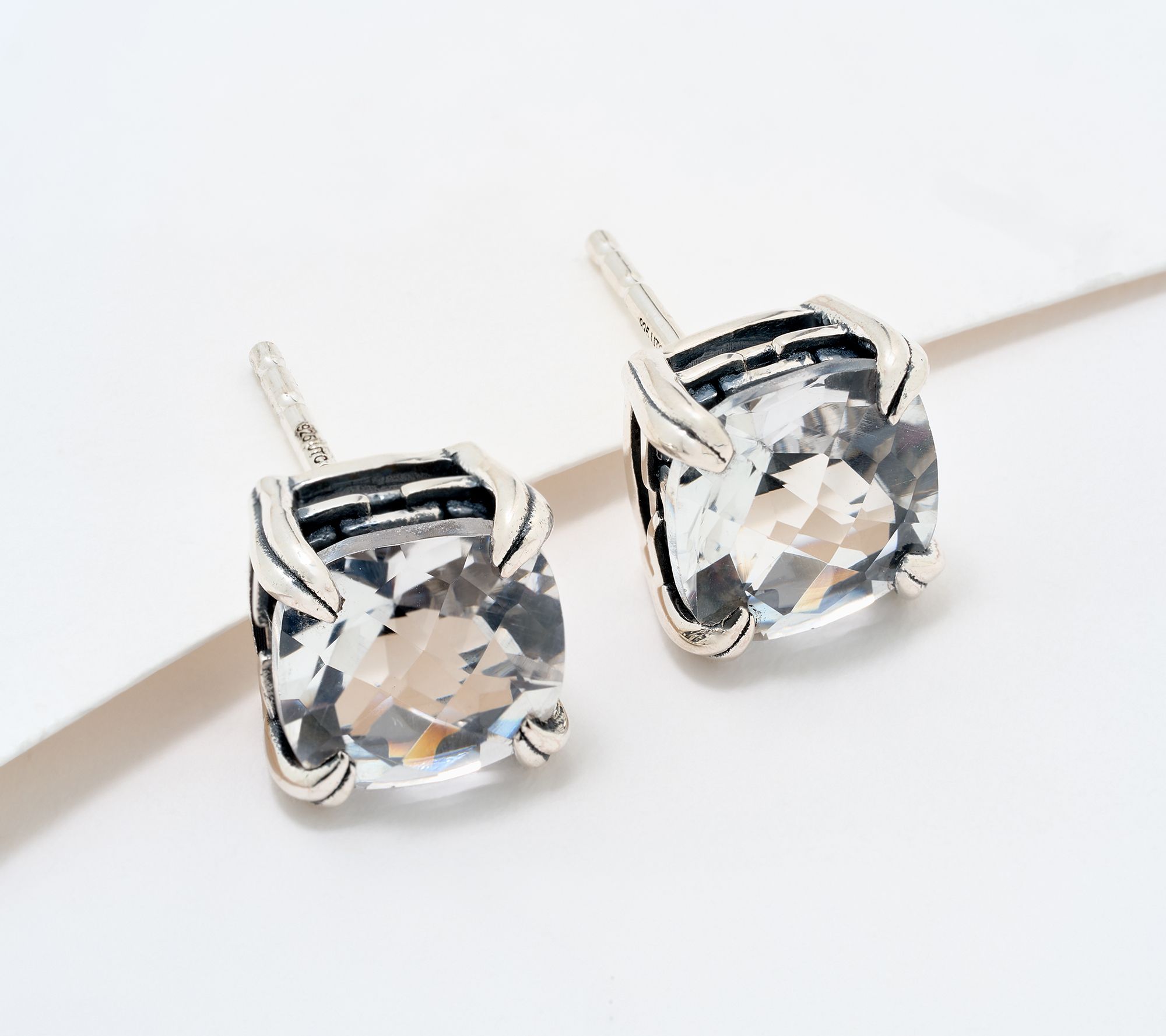 Christian James by Scott Grimes Sterling Silver Cushion Cut Stud Earrings