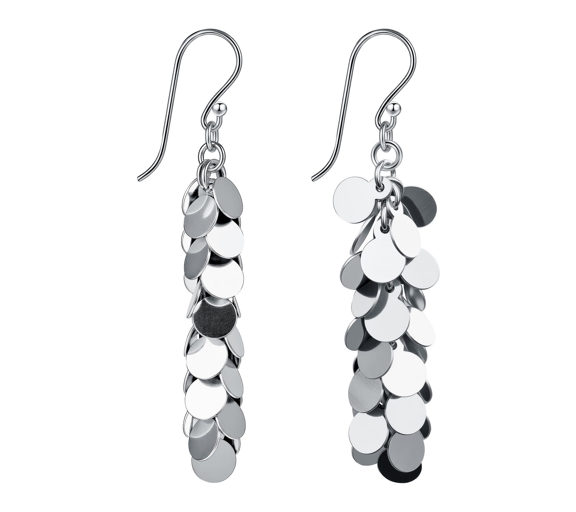 Silver Style Disc Charm Drop Earrings, Sterling