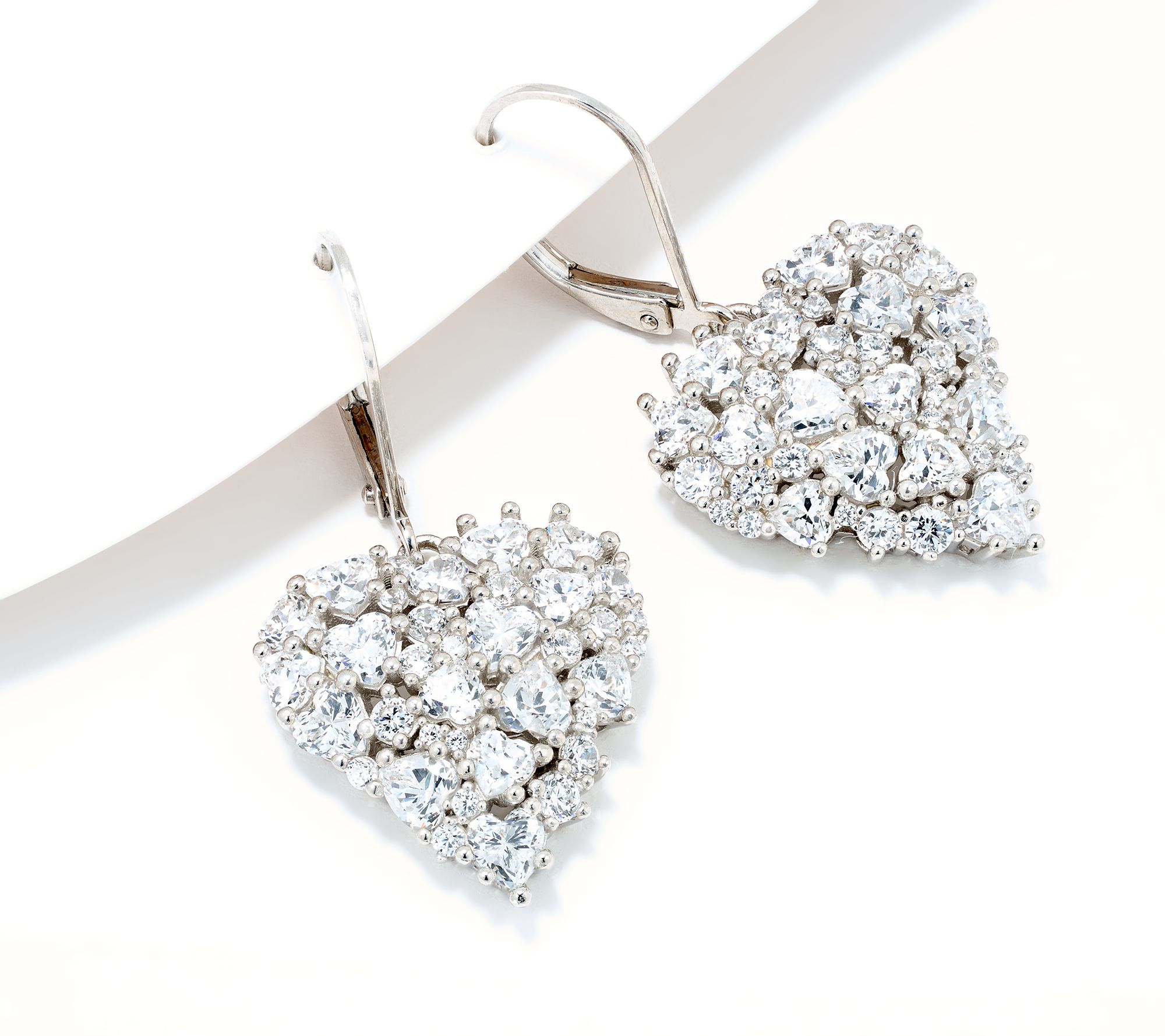 Diamonique x Lulu Frost Mixed Heart Leverback Earrings, Sterl