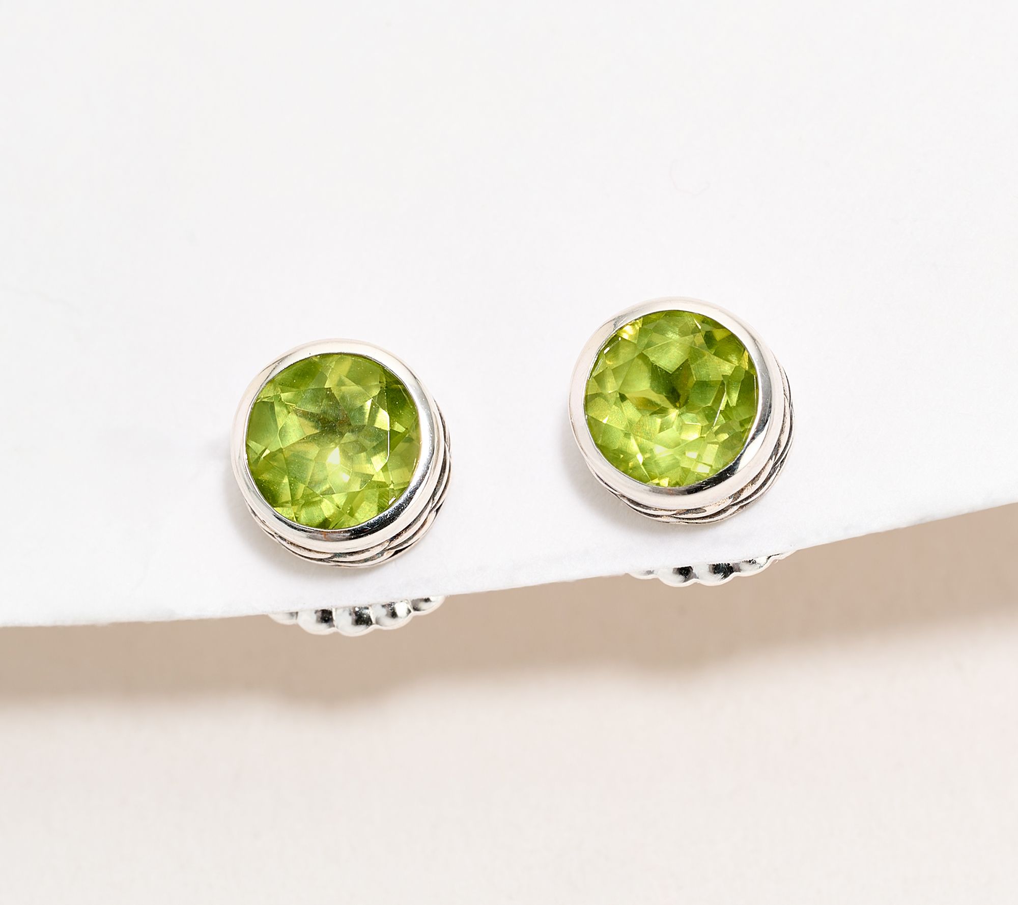 JAI Sterling Silver Round Gemstone Stud Earrings