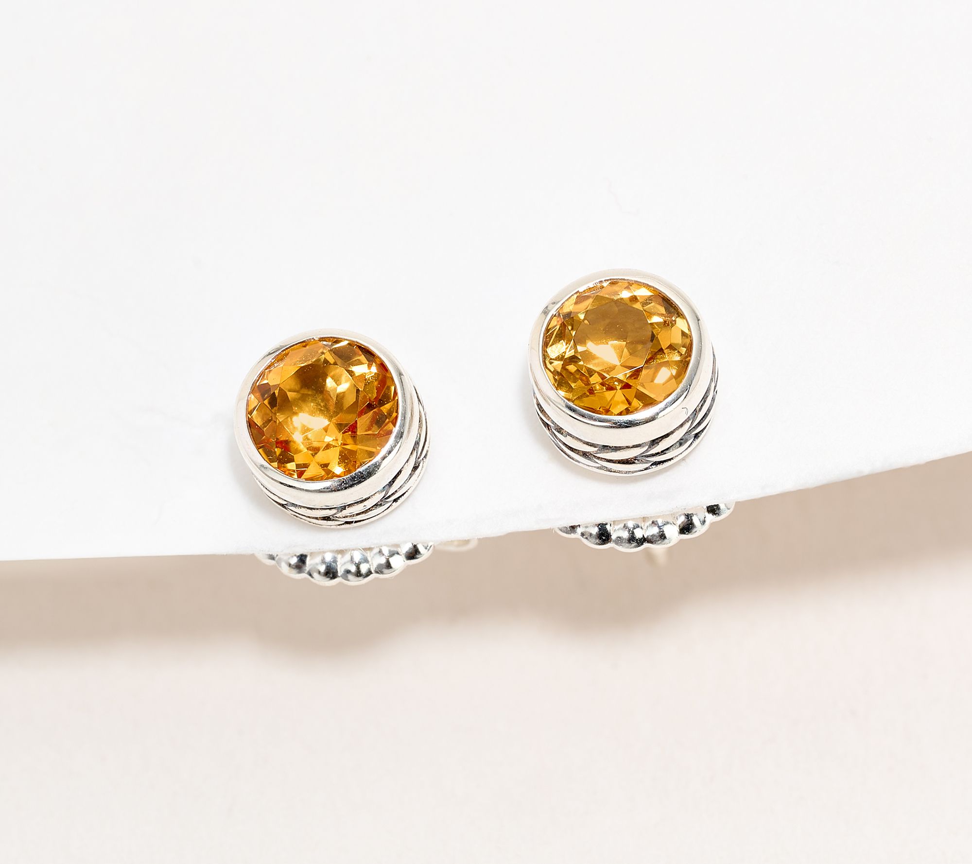 JAI Sterling Silver Round Gemstone Stud Earrings