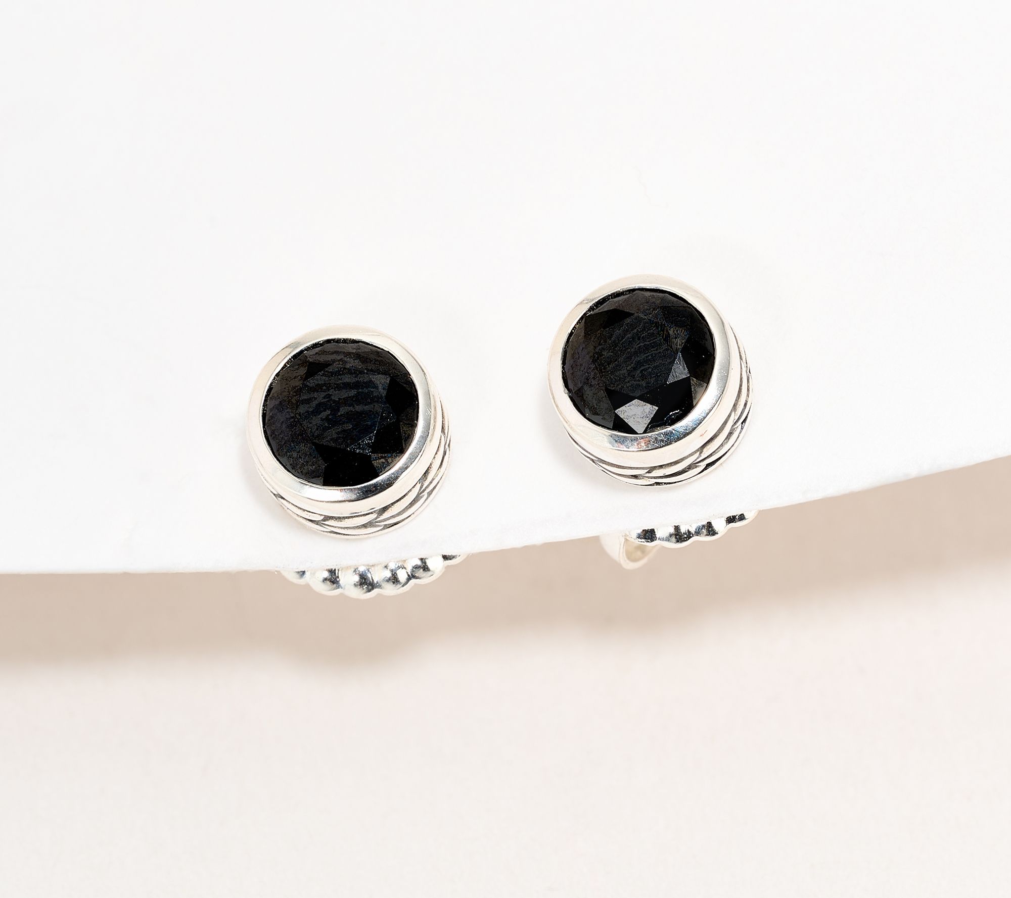JAI Sterling Silver Round Gemstone Stud Earrings