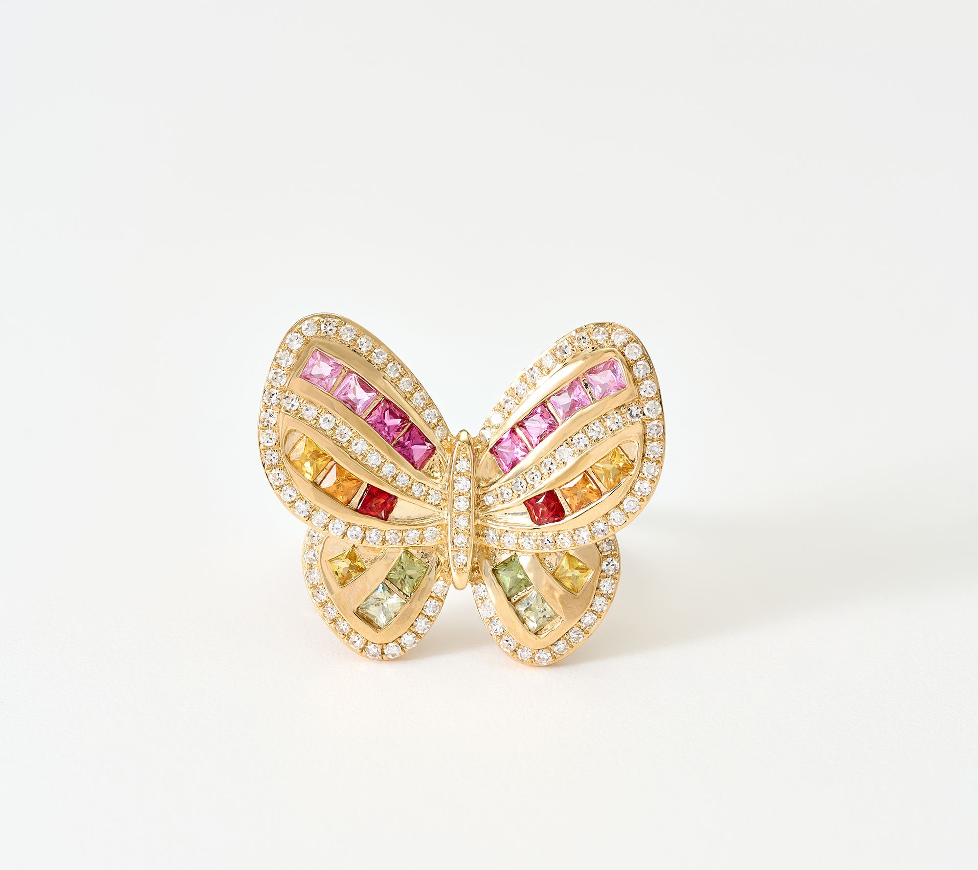 Effy 1.0cttw Multi Sapphire & Diamond 14K Butterfly Ring