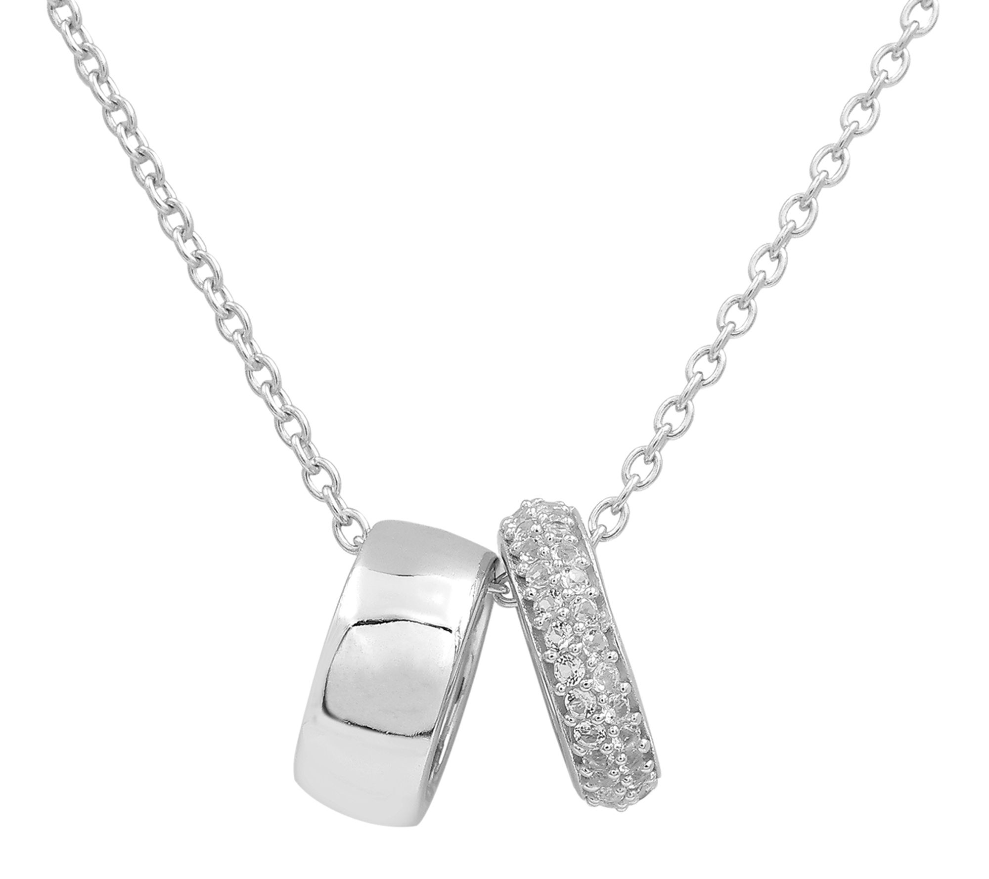 Affinity Gems Zircon & Polished Rings Necklace,Sterling