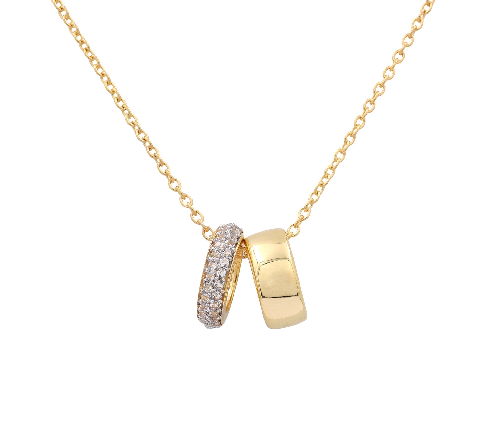 Affinity Gems Zircon & Polished Rings Necklace,Sterling