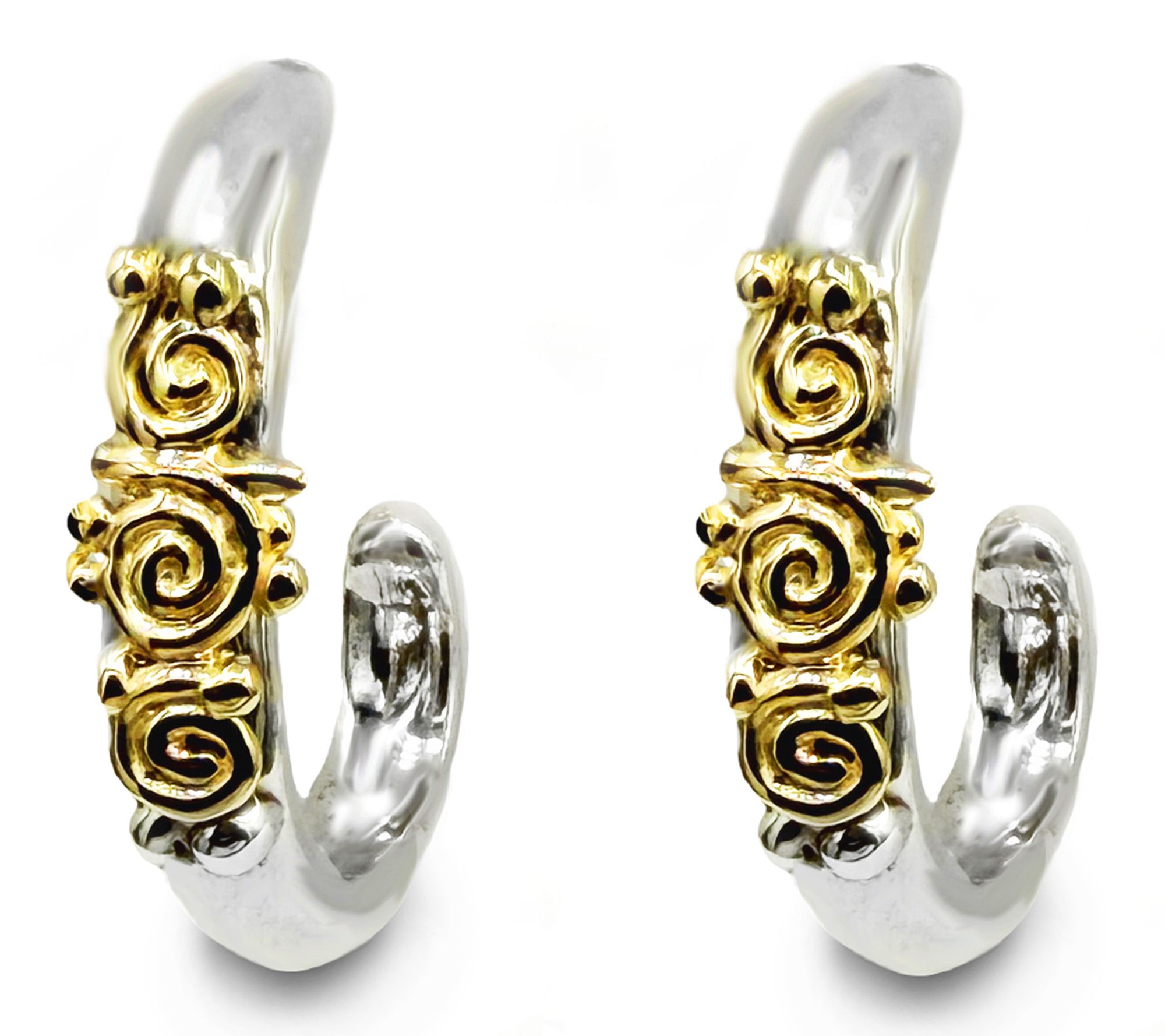 Hagit Sterling Silver & 14K Gold Spiral Hoop Earrings