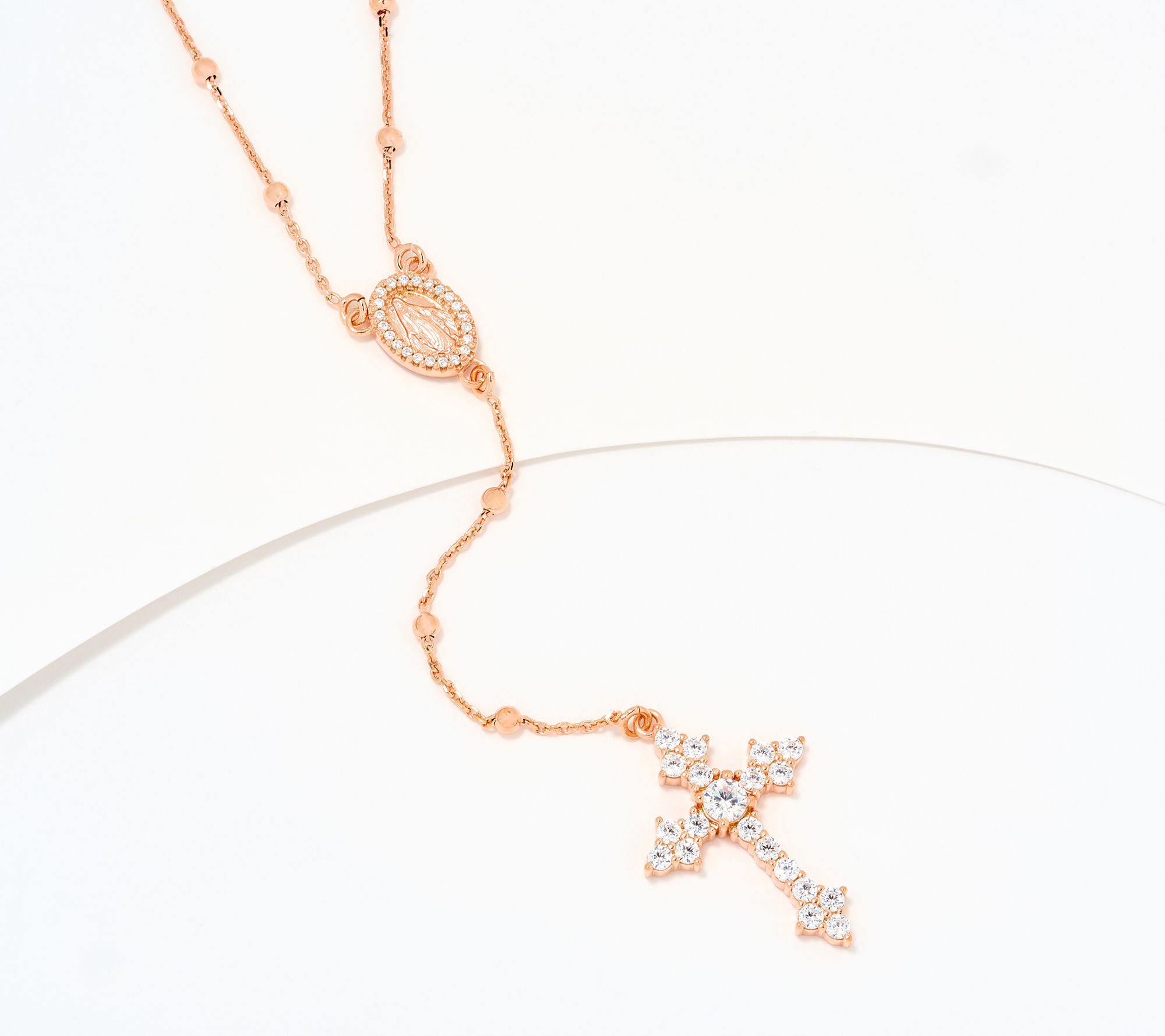 "As Is" Diamonique Italia Rosary Necklace, Sterling Silver