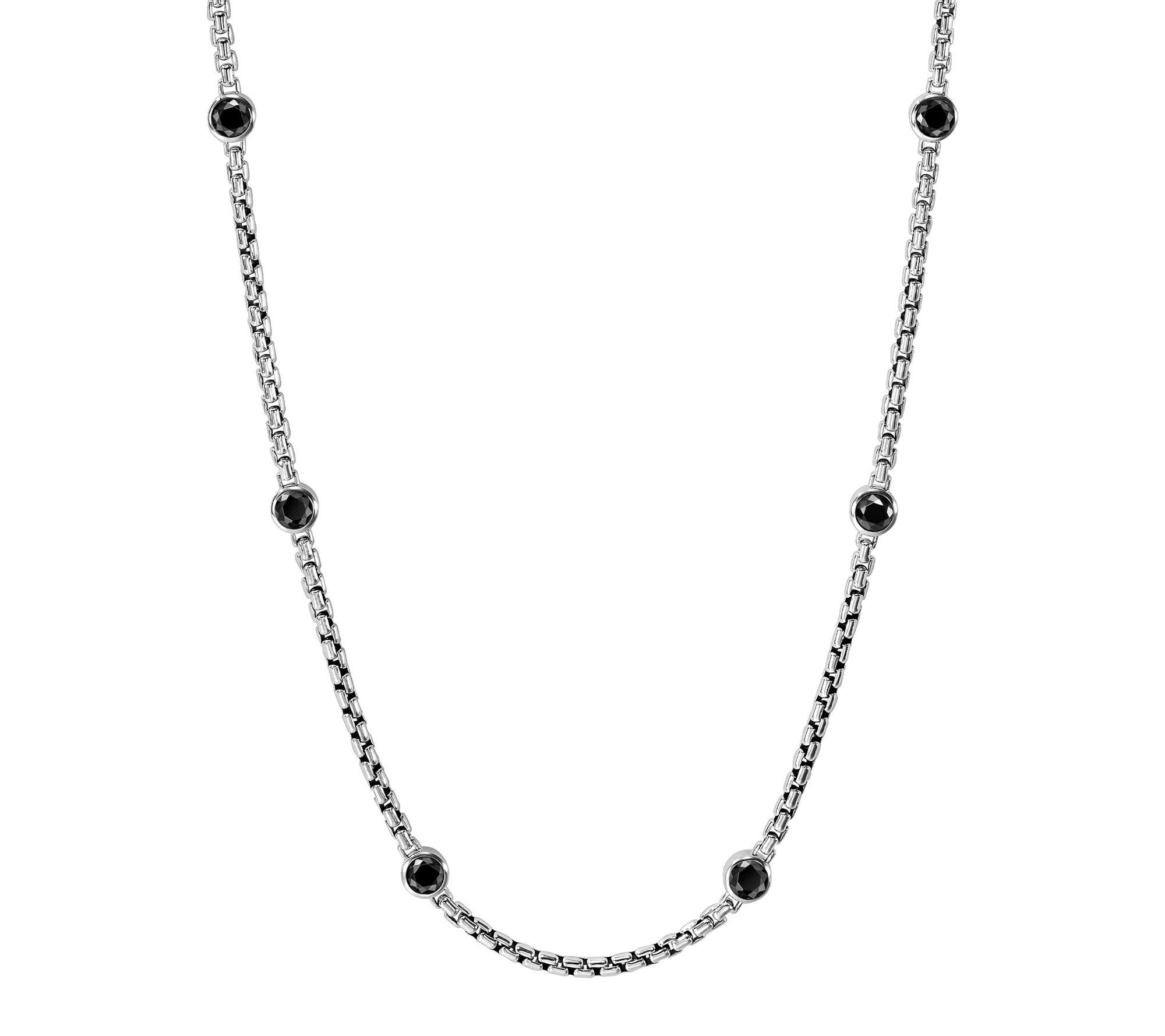 JAI Sterling Silver 2.7mm Box Chain Gemstone 36" Necklace, 28g