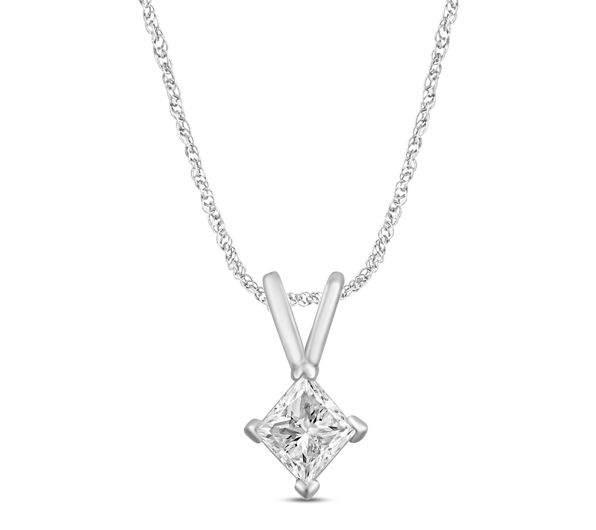 Fire Light Princess Cut Lab Grown Diamond Necklace, Platinum