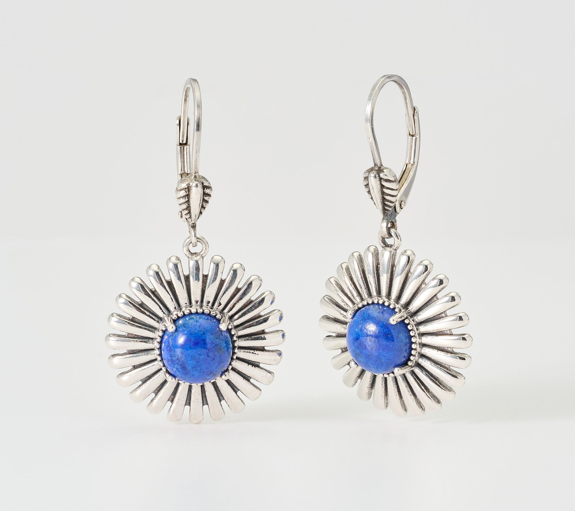 American West Sterling Silver Concha Ray Gemstone Earrings