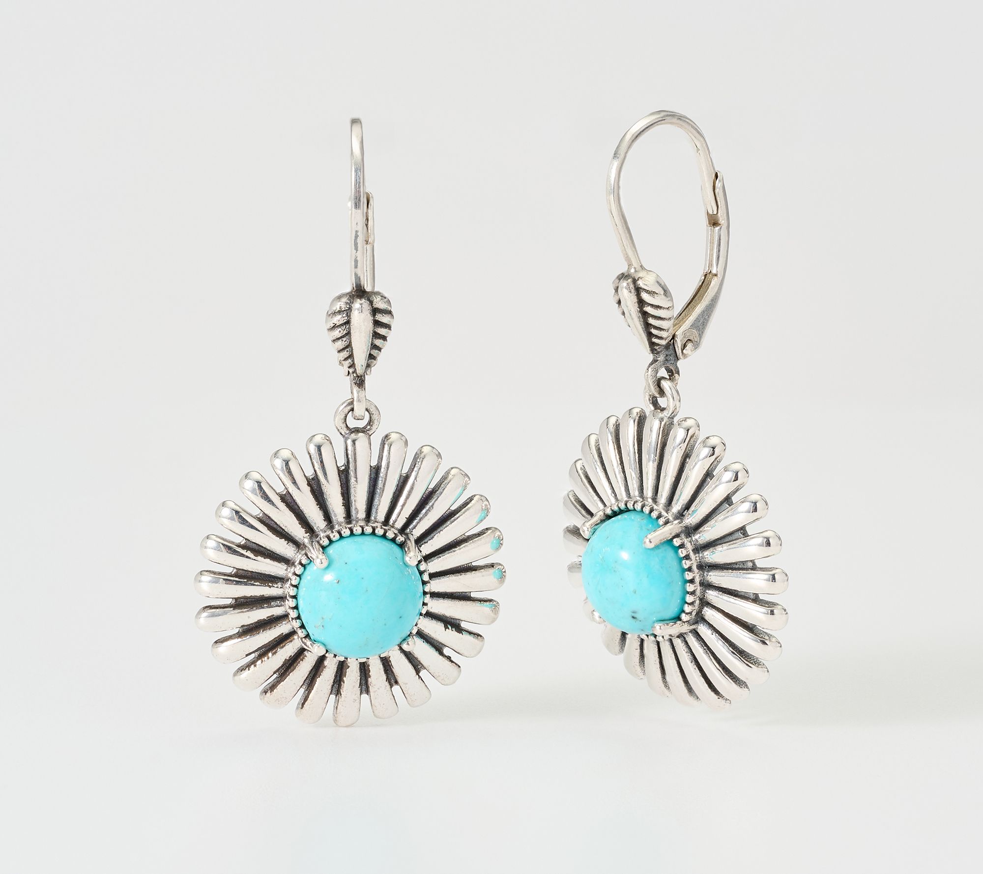 American West Sterling Silver Concha Ray Gemstone Earrings