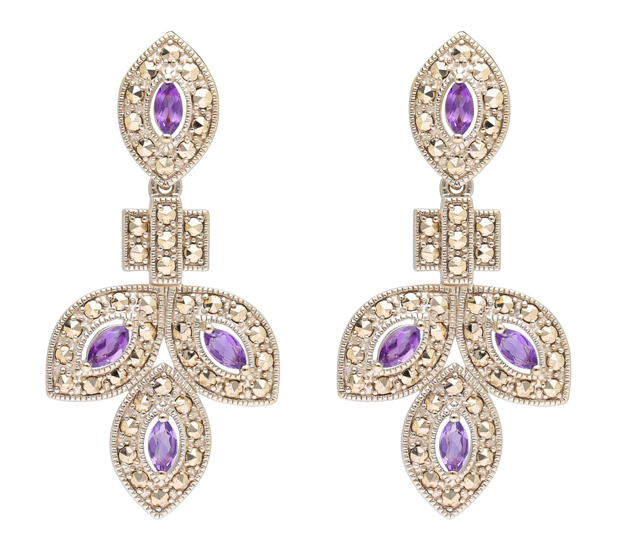 Dallas Prince 1 4K Clad Chrome Marcasite Bloss om Earrings