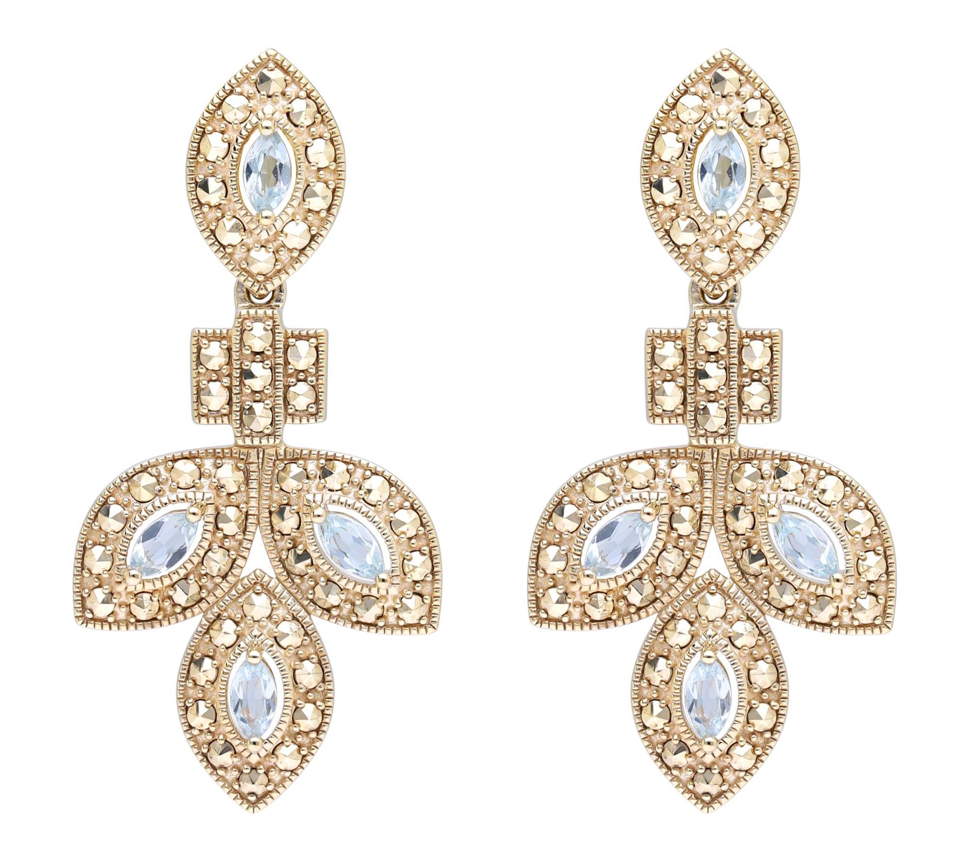 Dallas Prince 1 4K Clad Chrome Marcasite Bloss om Earrings