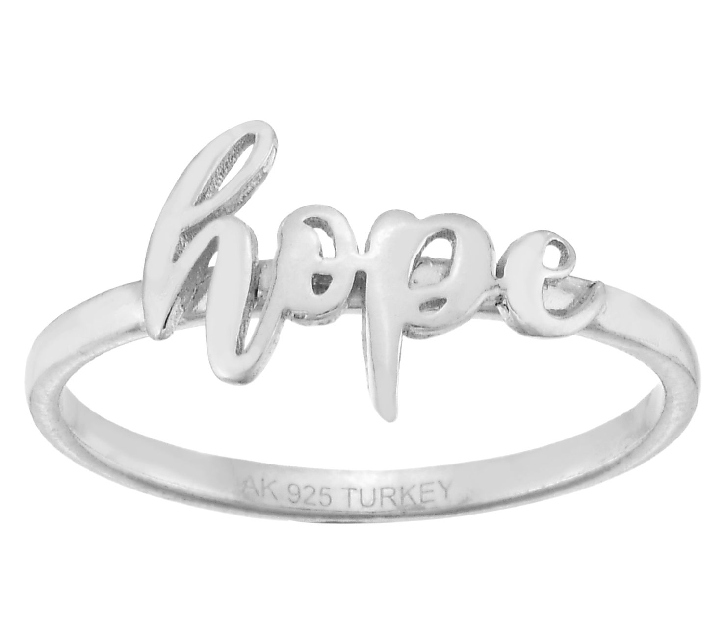 Silver Style Hope Script Ring, Sterling