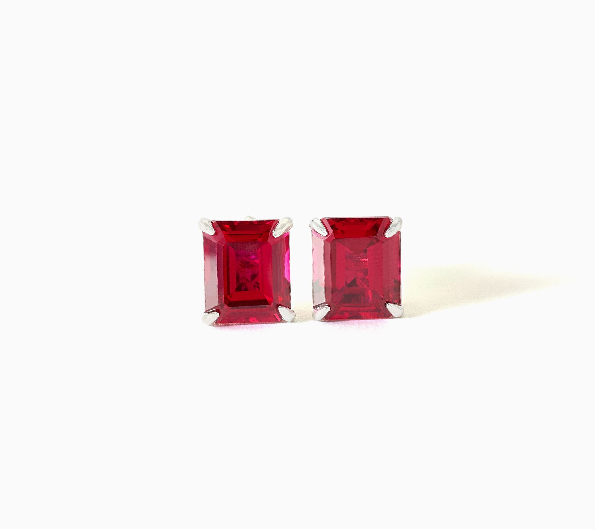 Gemistry Lab Grown Precious Gemstone Emerald Studs Sterling Silver