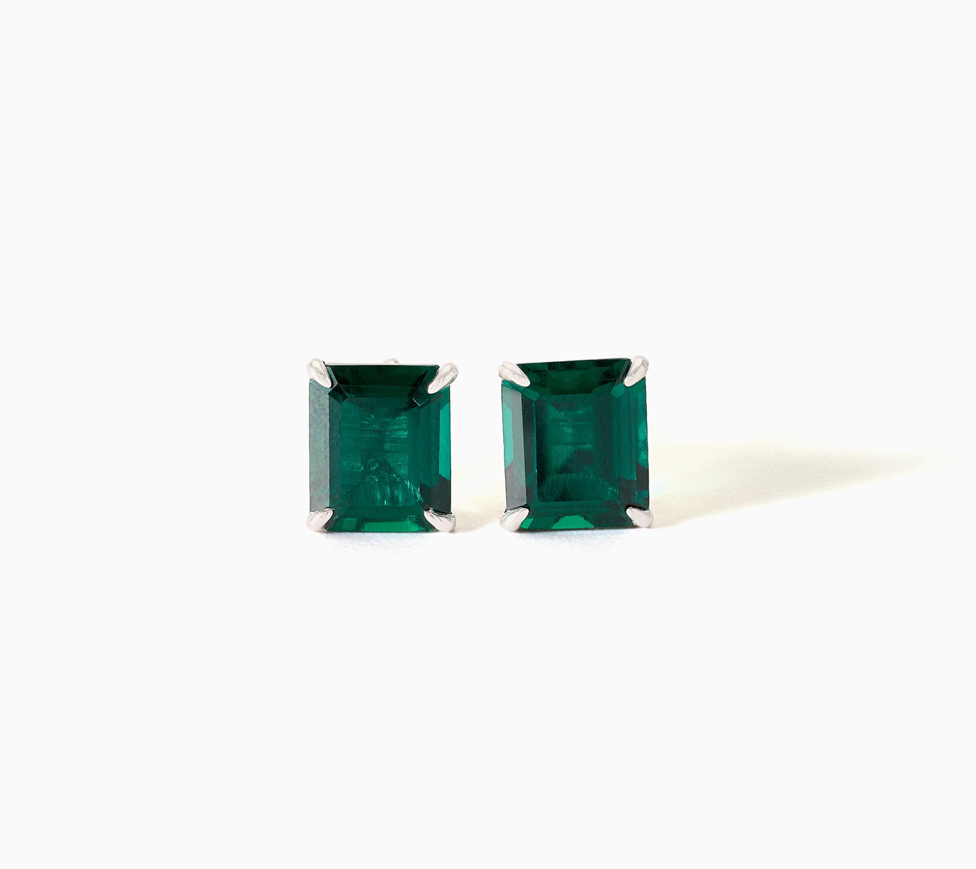 Gemistry Lab Grown Precious Gemstone Emerald Studs Sterling Silver
