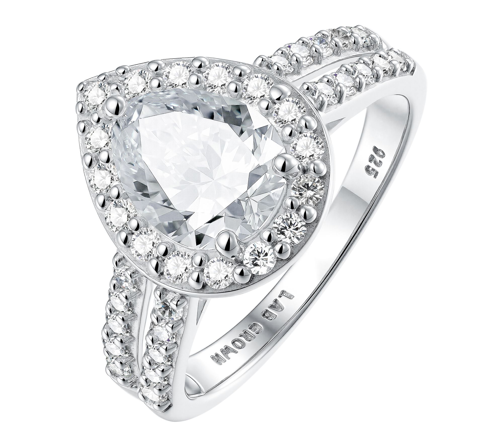 Fire Light 2.30 cttw Lab Grown Diamond Pear CutRing, Sterling