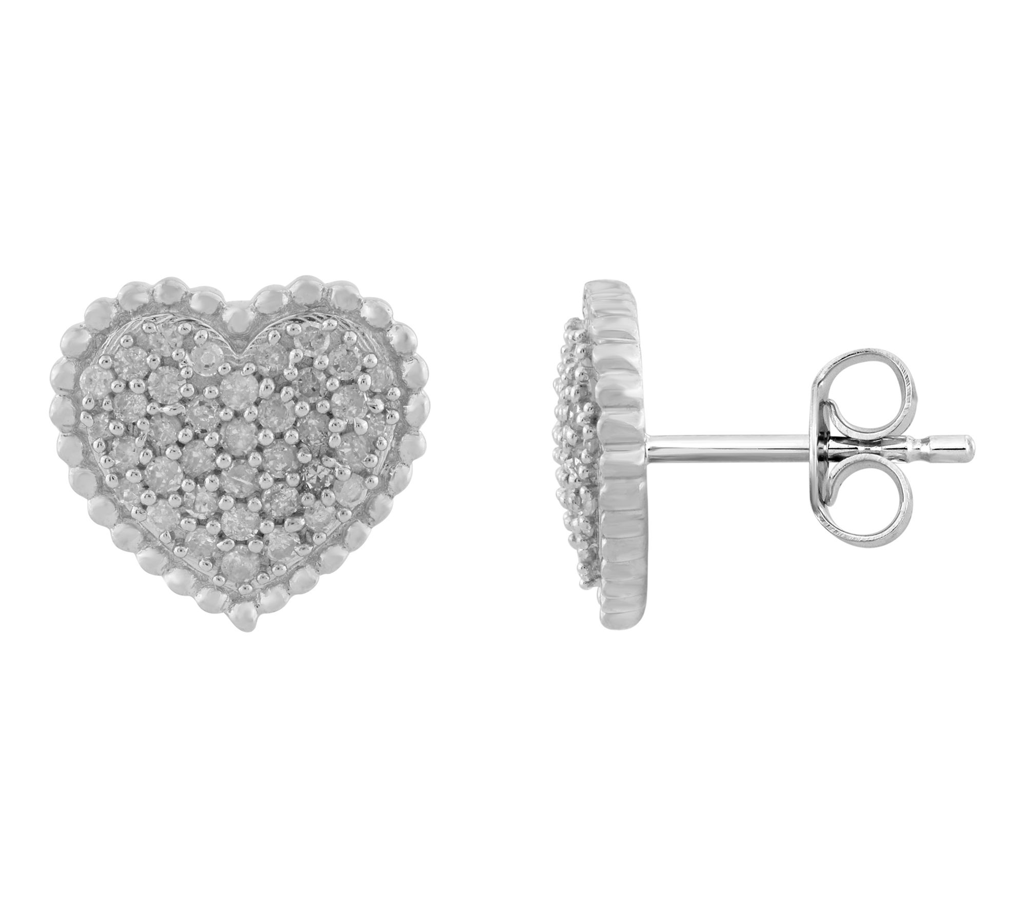 Affinity Diamonds 0.30 cttw Pave Heart Stud Earrings, Sterling