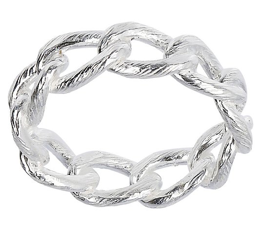 UltraFine Silver Textured Curb Link Ring