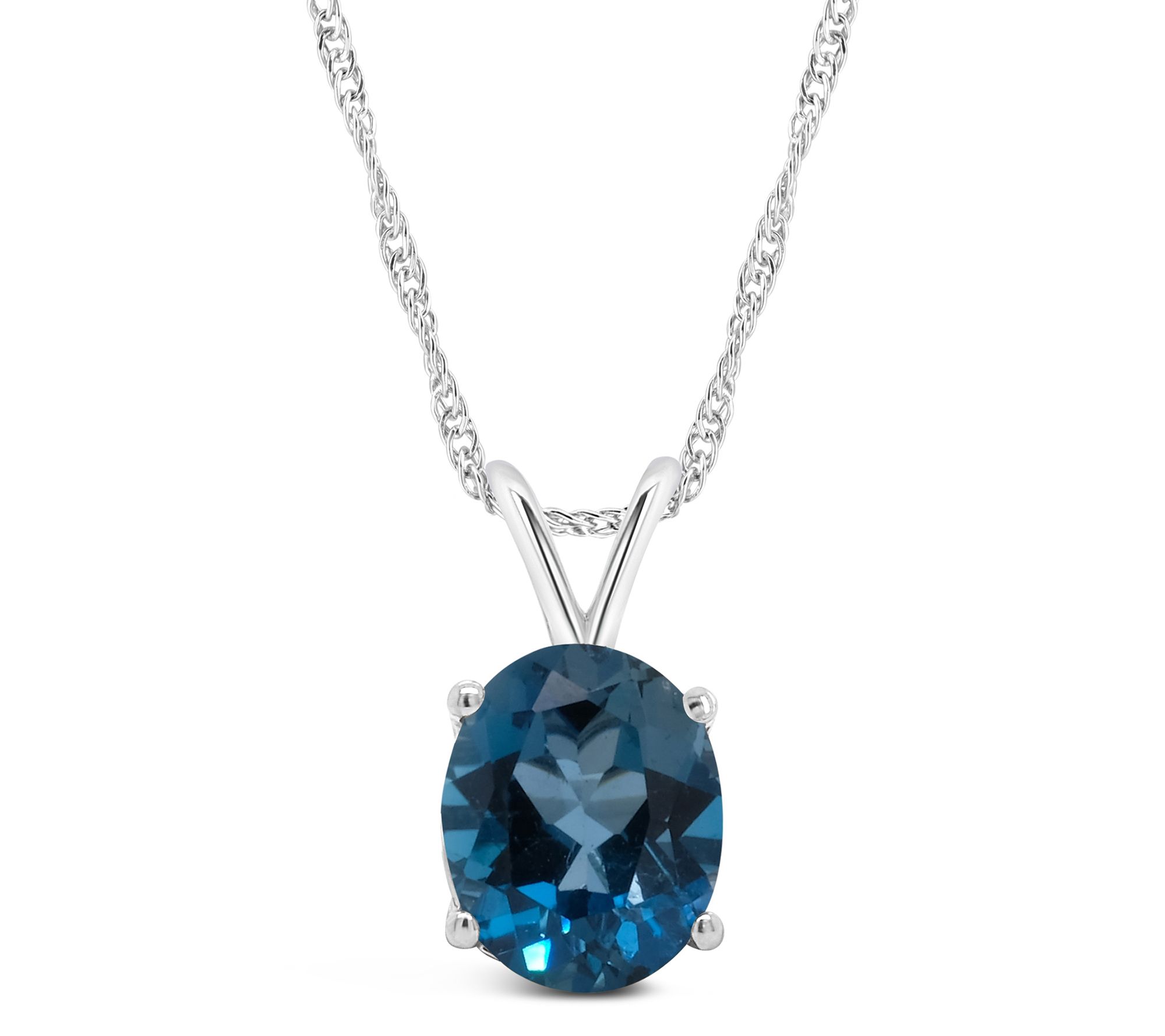 14K Gold Oval 3.20 cttw London Blue Topaz Pendant with Chain