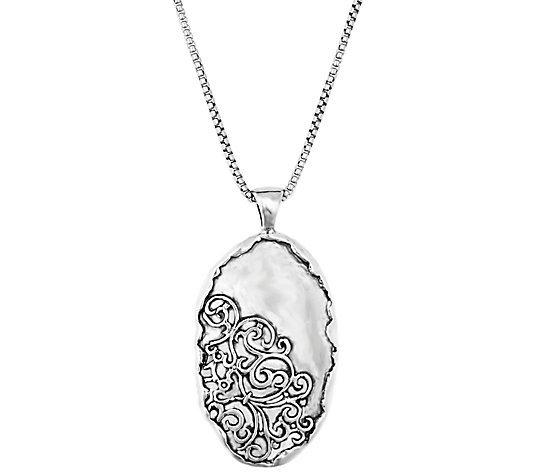 Or Paz Sterling Silver Oval Lace Pendant with Chain