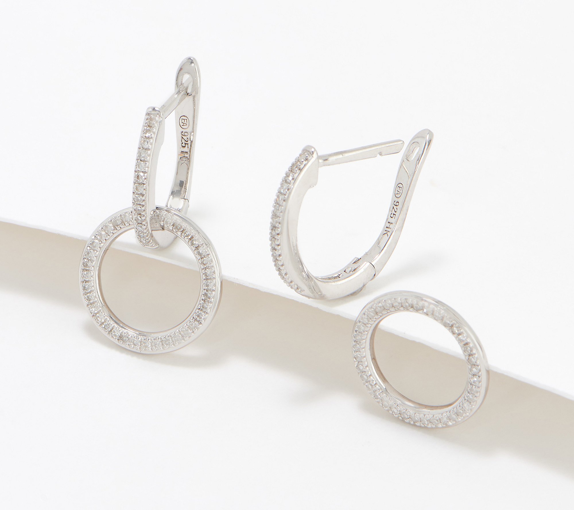 L-14 mm, W-13 mm for Women 925 Sterling Silver Rhodium Plated Diamond Gemstone Hinged Hoop Earrings 