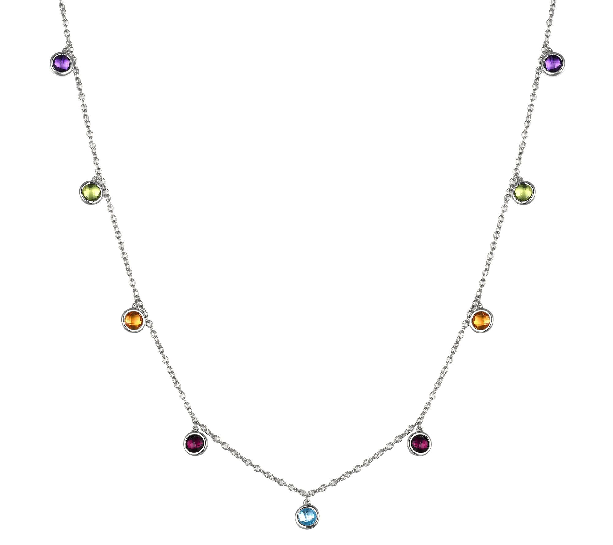 Sterling Silver 2.50 cttw MultiGemstone Station Necklace