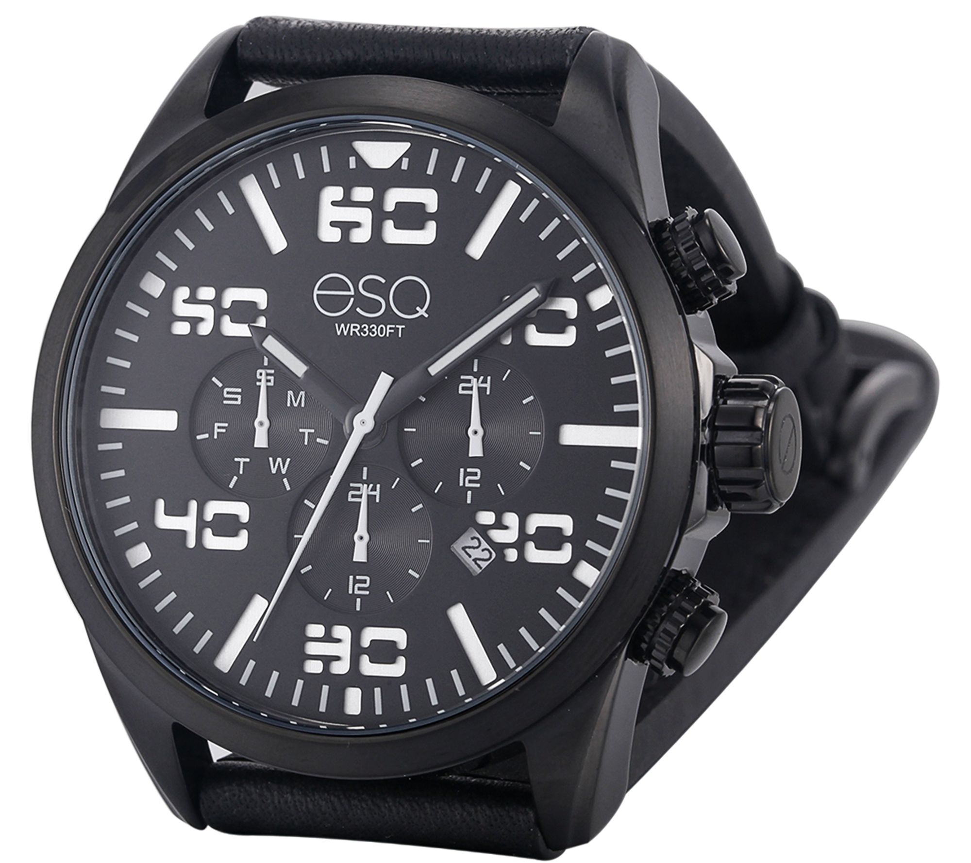 ESQ Men's MultiFunction Stainless Steel Watch,Black Dial