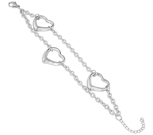 Steel by Design Open Hearts Link Bracelet