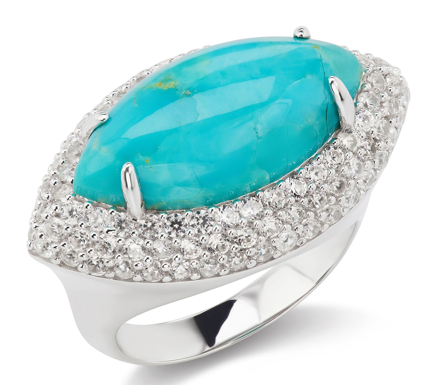 Generation Gems Sterling Silver Cabochon & Whit e Zircon Ring