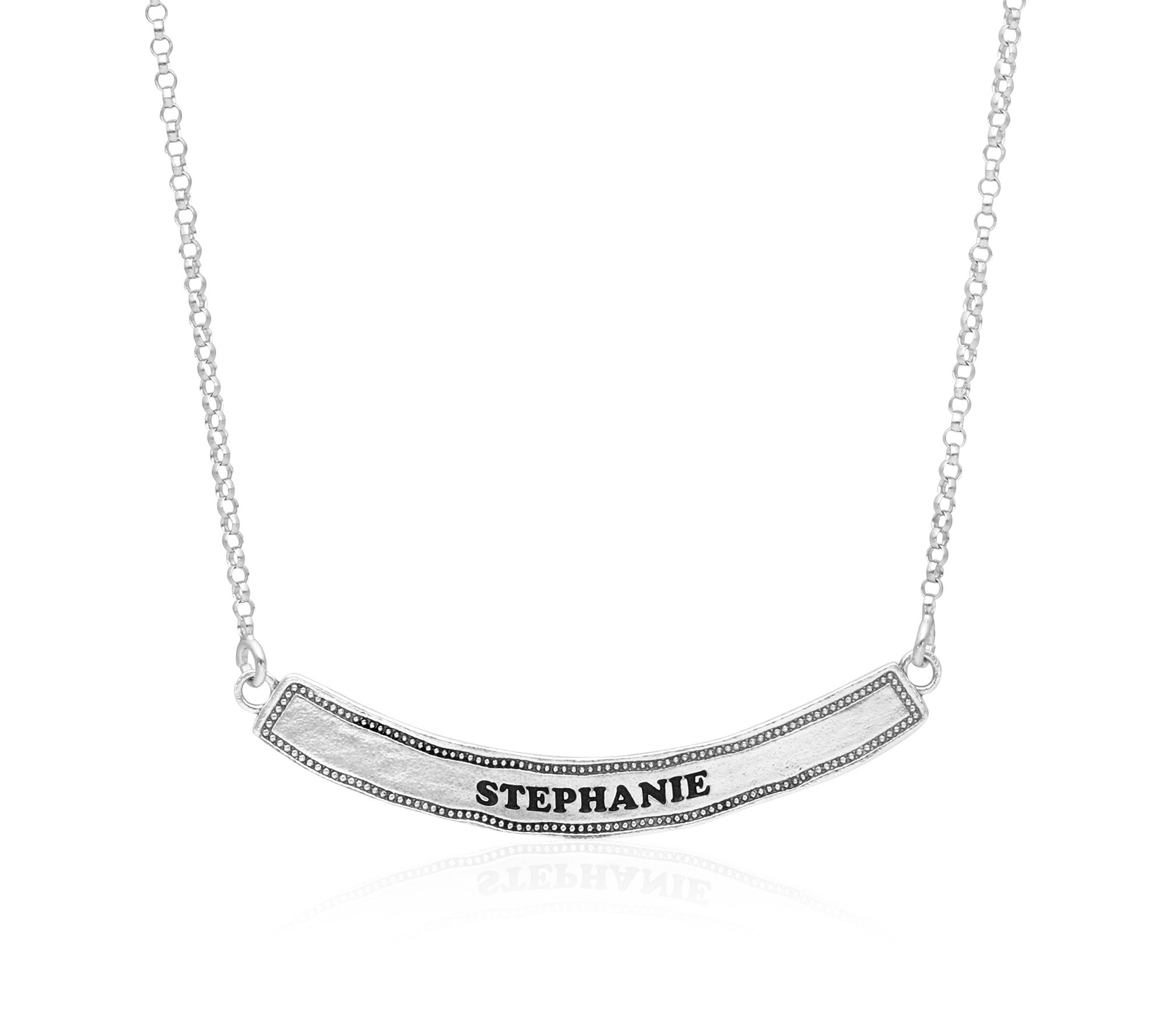 Or Paz Sterling Silver Personalized Curved B ar Necklace