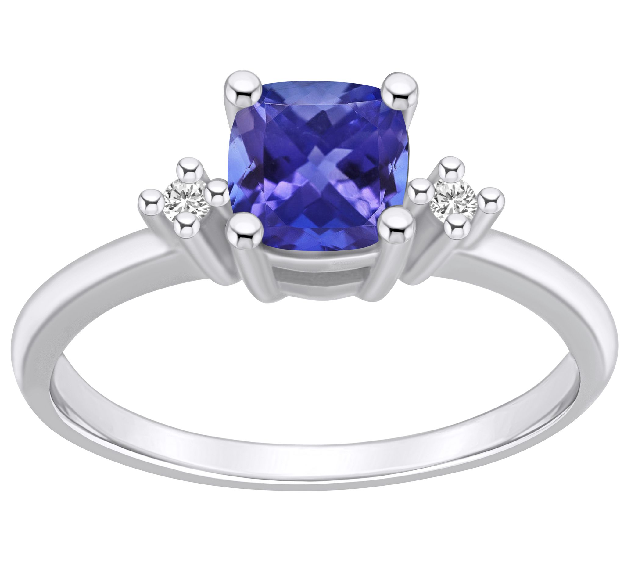 Affinity Gems Cushion Tanzanite & Diamond Ring, 14K Gold