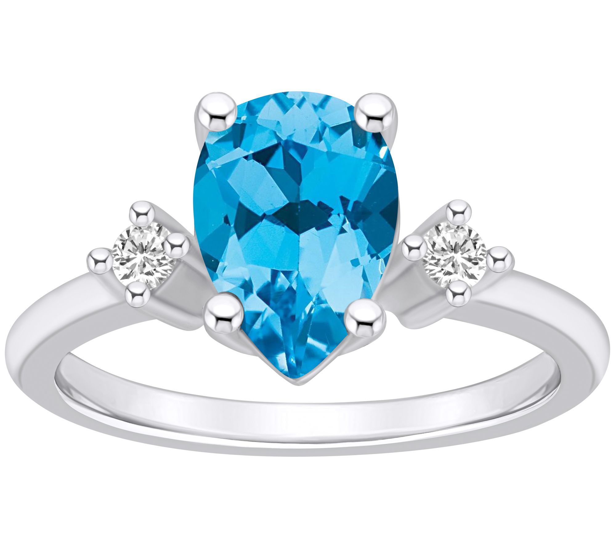 Affinity Gems Pear Gemstone & Diamond Ring, 14K White Gold