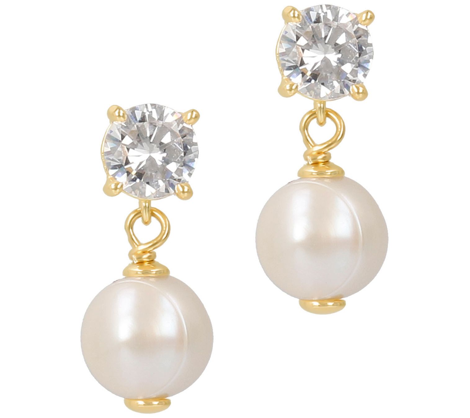 Honora x Diamonique Cultured Pearl Earrings,14K Plated