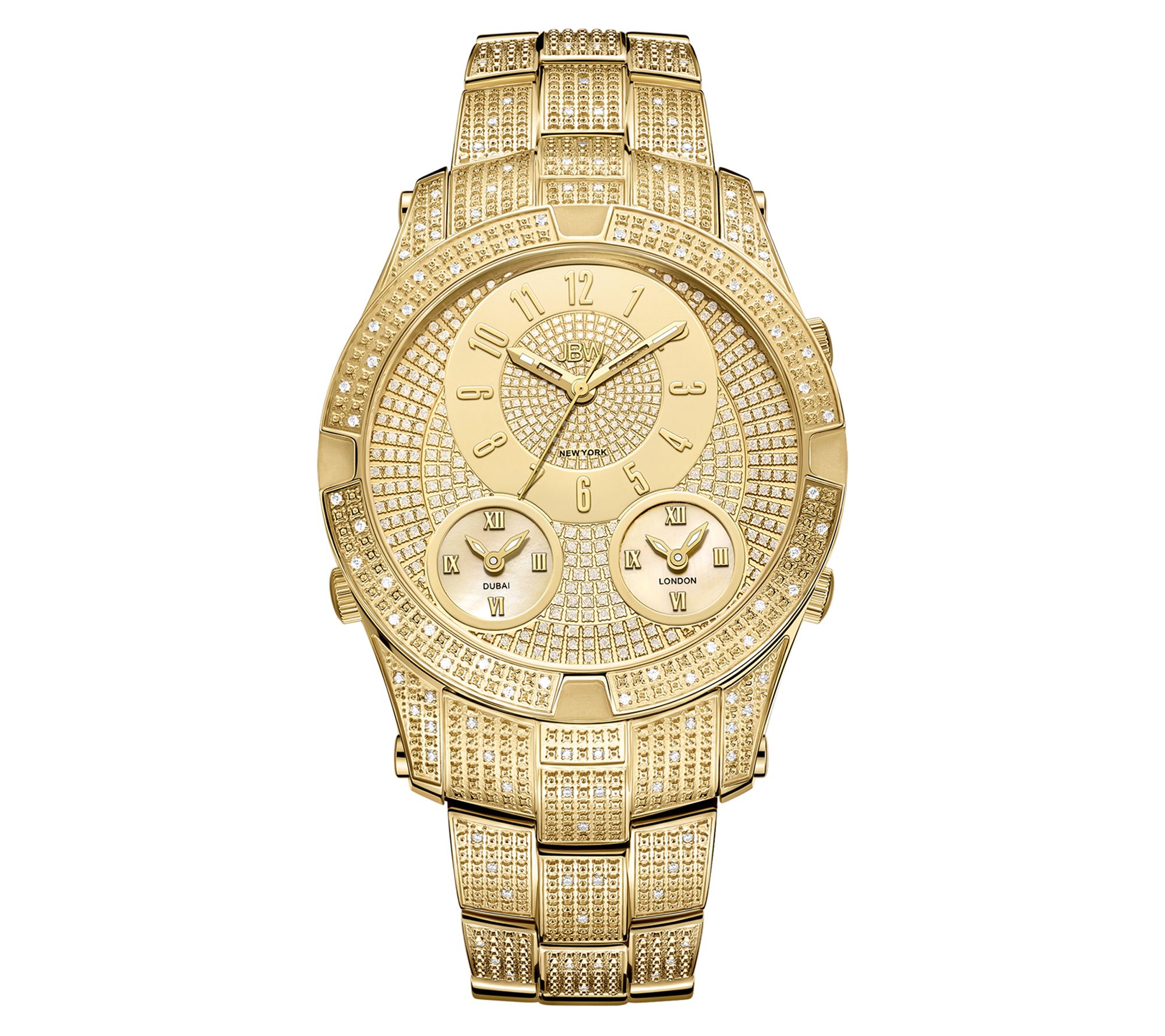 JBW Men s Luxury Jet Setter III 18K Gold Plated Diamond Watch QVC